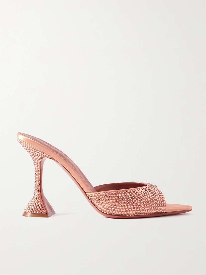 Amina Muaddi Caroline Crystal-embellished Satin Mules