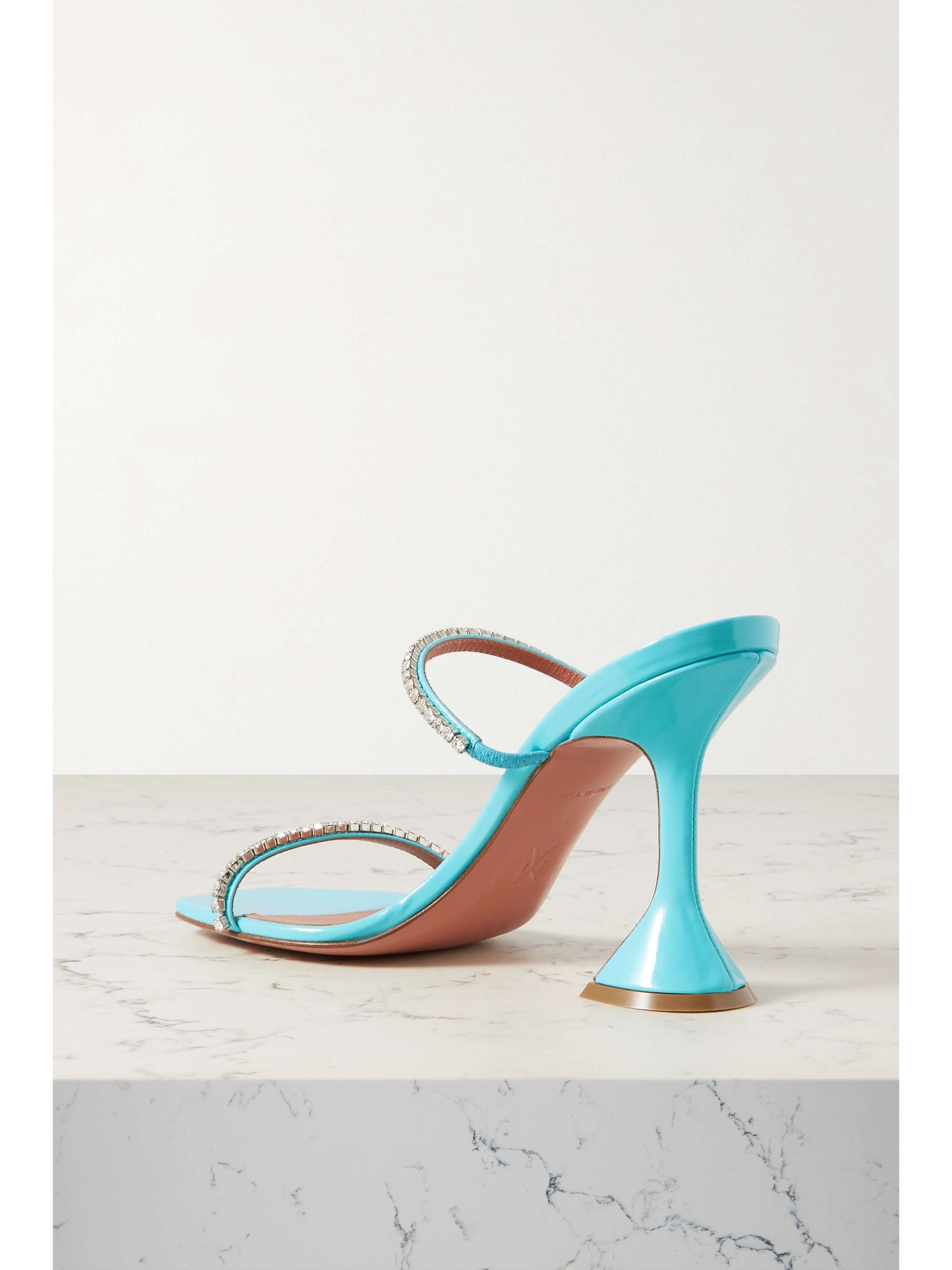 AMINA MUADDI Gilda crystal-embellished patent-leather mules