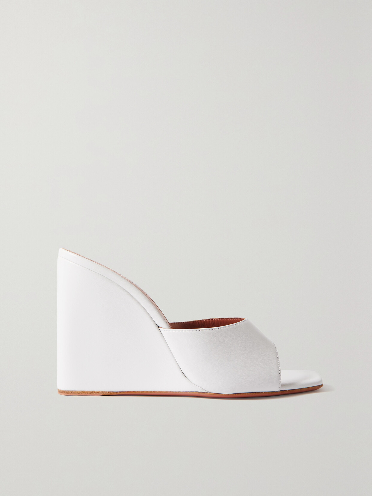 Amina Muaddi - Lupita Leather Wedge Mules - White