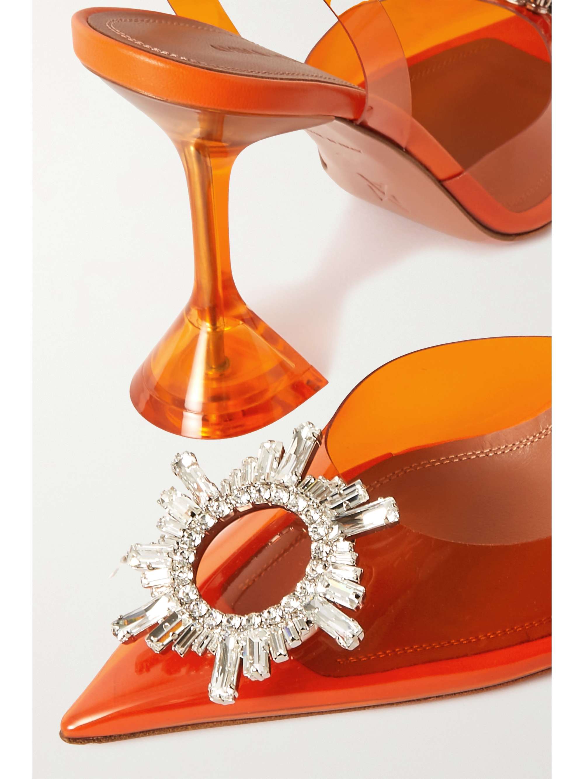 AMINA MUADDI Begum Glass crystal-embellished PVC slingback pumps