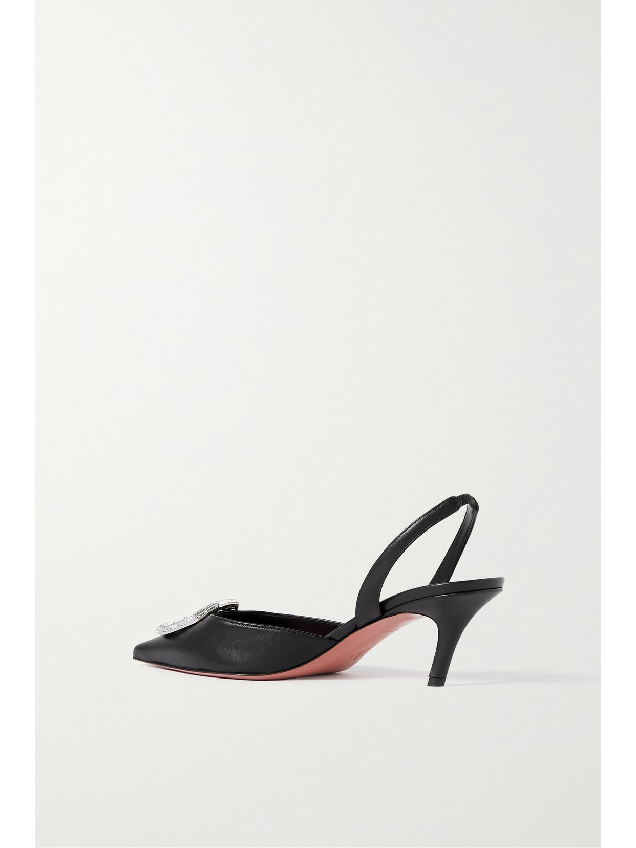 Amina Muaddi Camelia Crystal-embellished Leather Slingback Pumps In Black