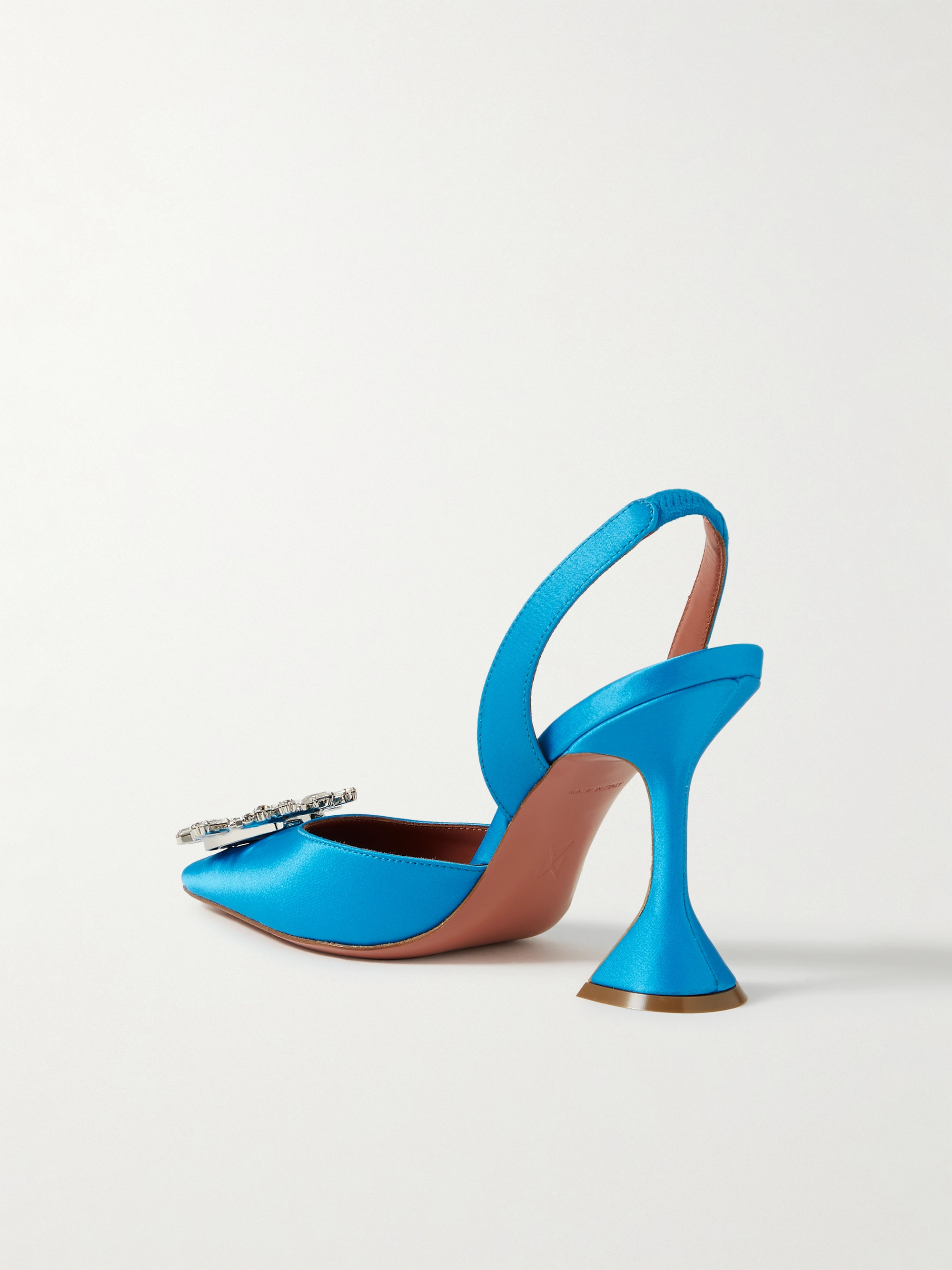 AMINA MUADDI Begum Swarovski crystal-embellished satin slingback pumps thumbnail