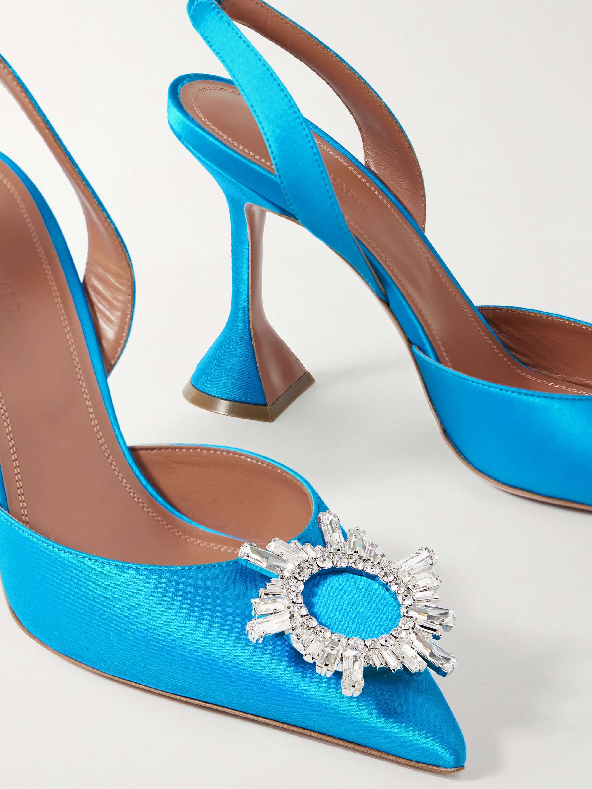AMINA MUADDI Begum Glass crystal-embellished PVC slingback pumps
