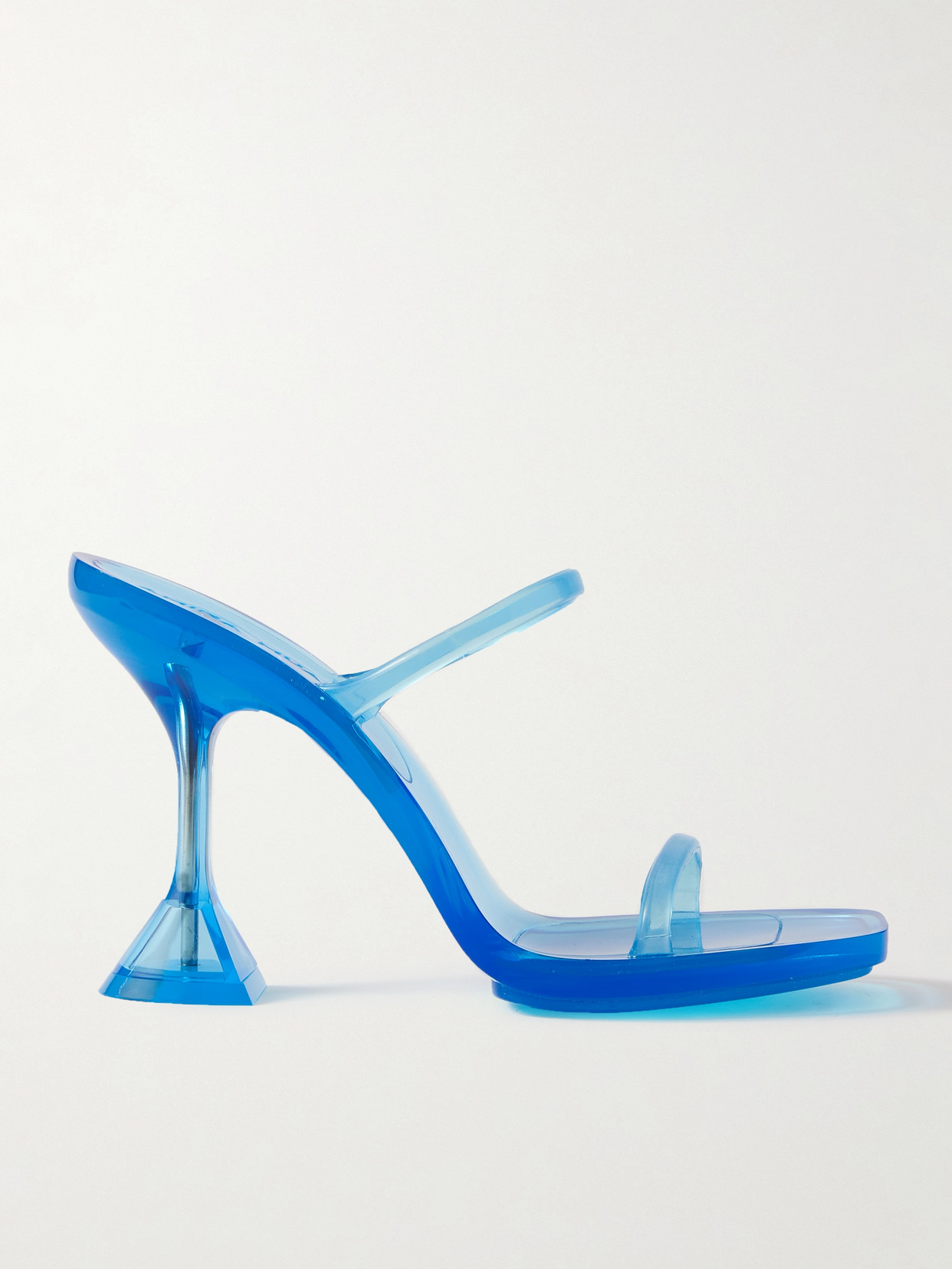 Amina Muaddi Brito 95mm Translucent Mules In Blue