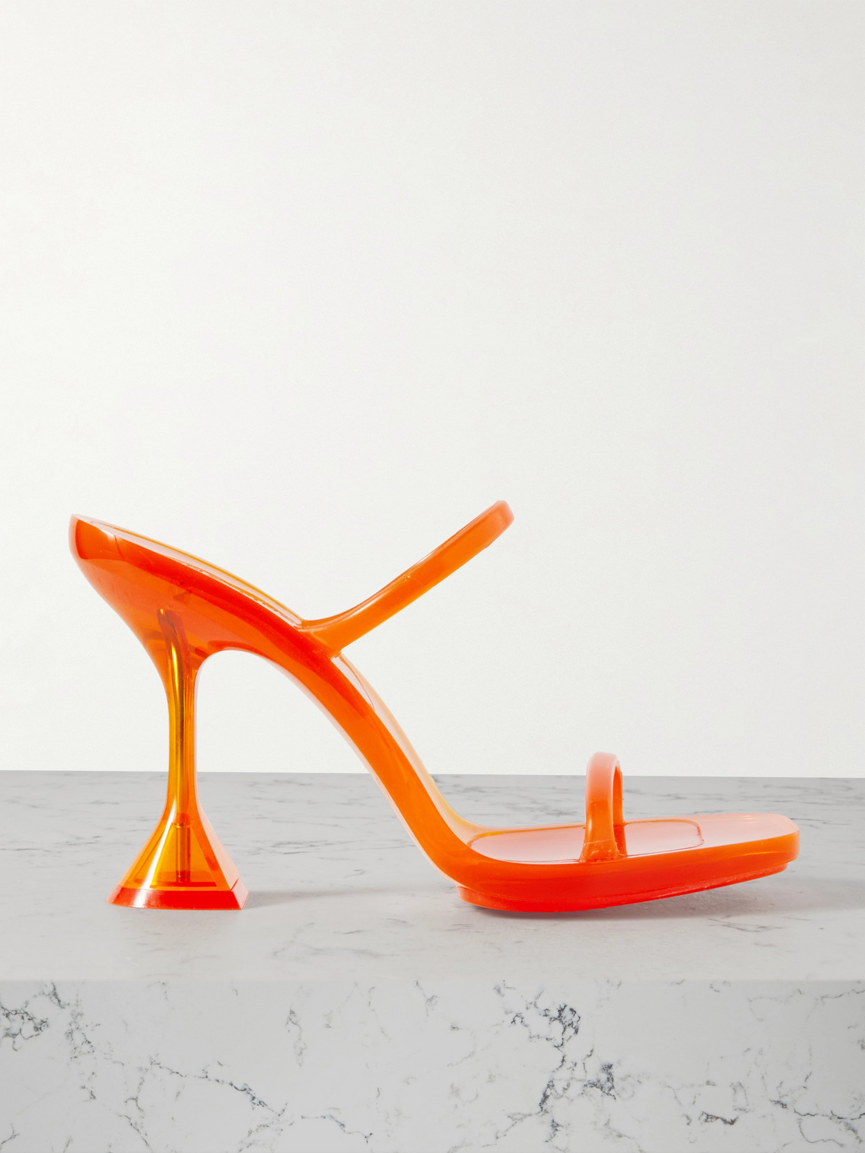 Amina Muaddi Square-headed High-heeled Sandals In Orange