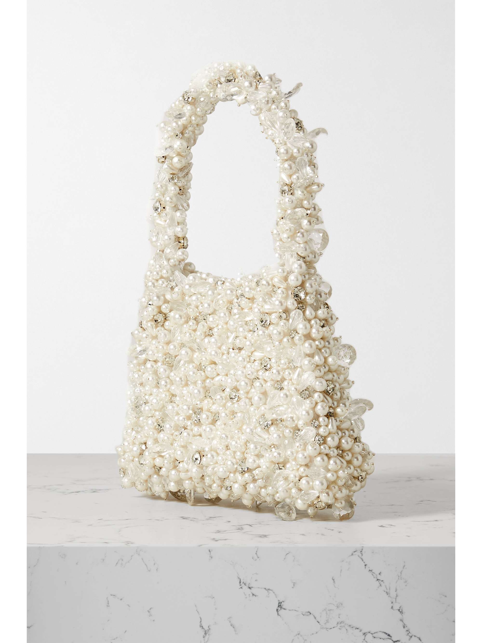 CLIO PEPPIATT Crystal Pearl embellished tulle shoulder bag