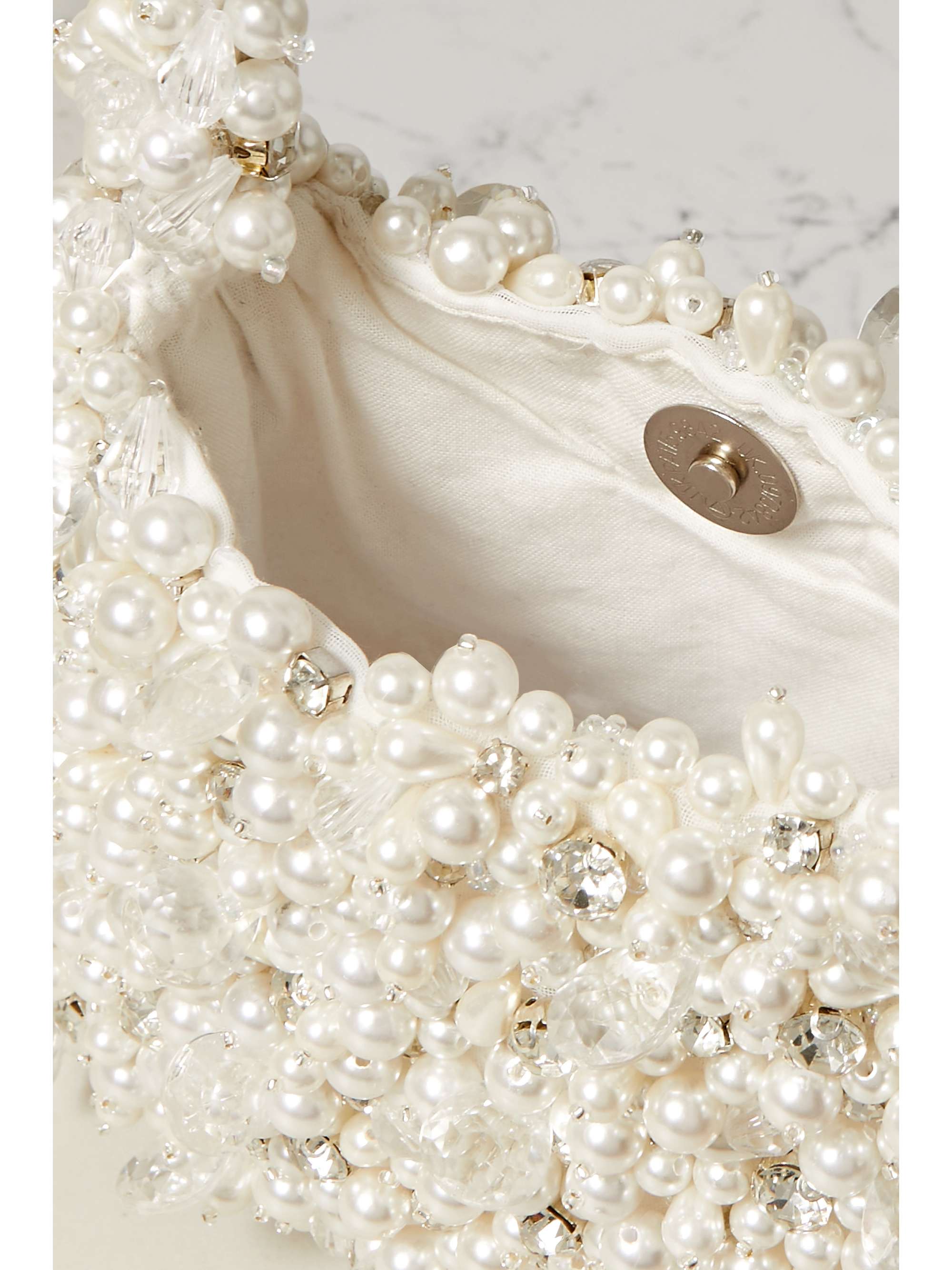 CLIO PEPPIATT Crystal Pearl embellished tulle shoulder bag