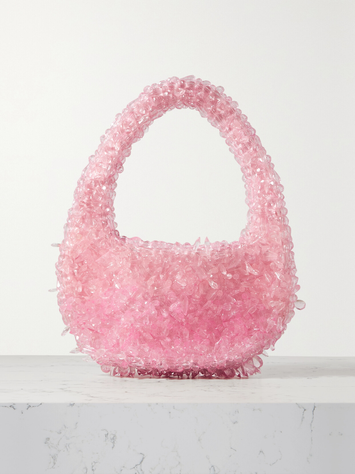 Clio Peppiatt - + The Vanguard Quartz Bead-embellished Satin Shoulder Bag - Pink