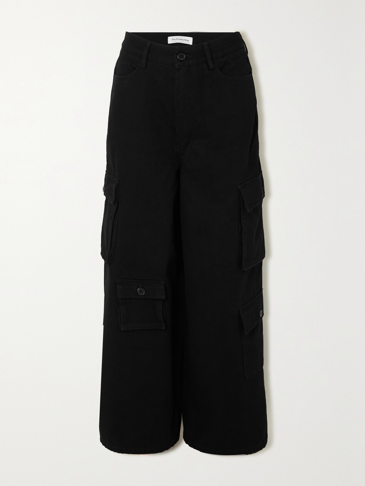 The Frankie Shop Hailey High-rise Denim Cargo Pants In Black