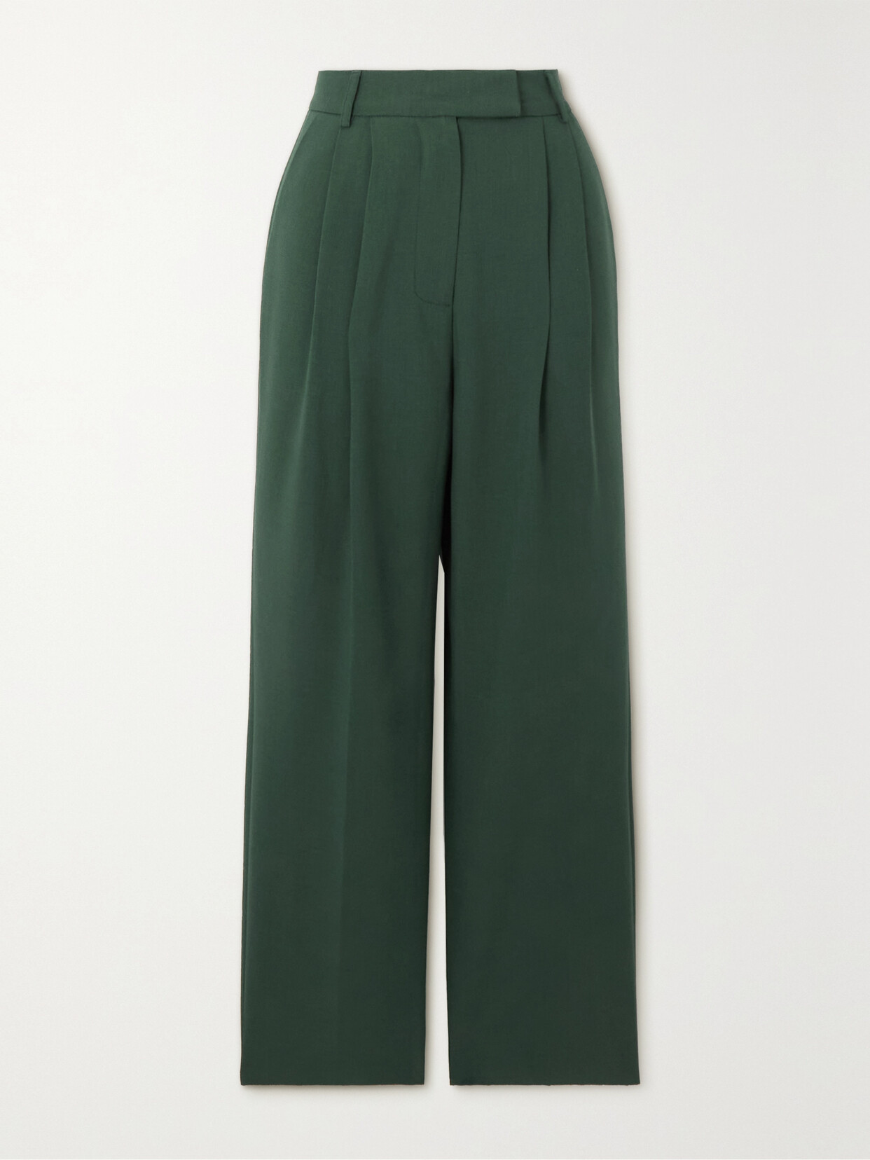 The Frankie Shop - Bea Pleated Crepe Straight-leg Pants - Green