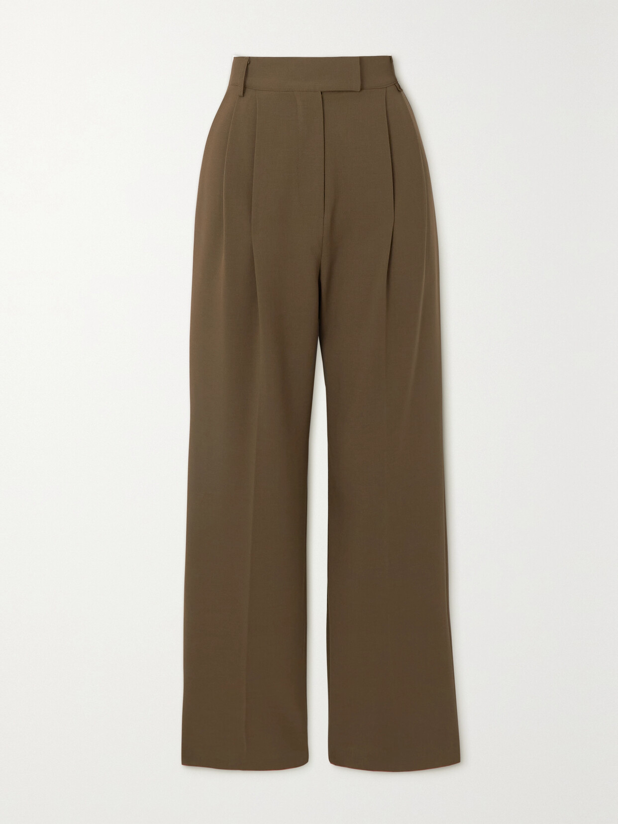 THE FRANKIE SHOP BEA PLEATED CREPE STRAIGHT-LEG PANTS