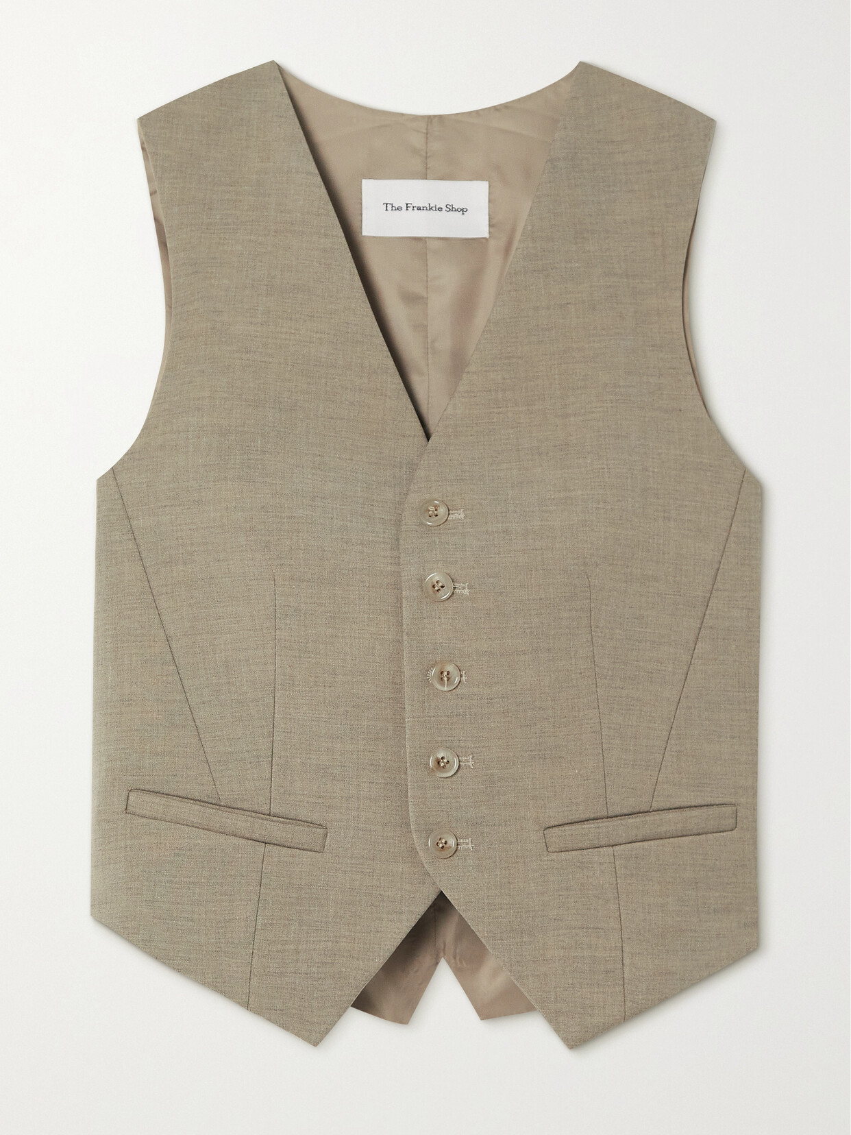 The Frankie Shop - Gelso Satin And Grain De Poudre Tencel Lyocell-blend Vest - Neutrals