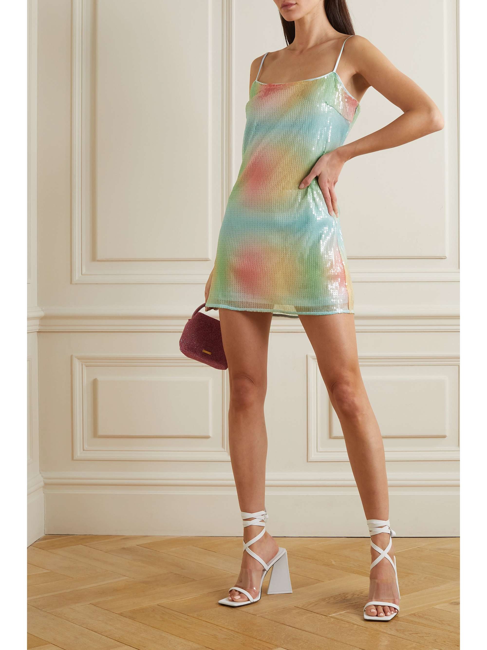 STAUD Jenny sequined printed tulle mini dress | NET-A-PORTER