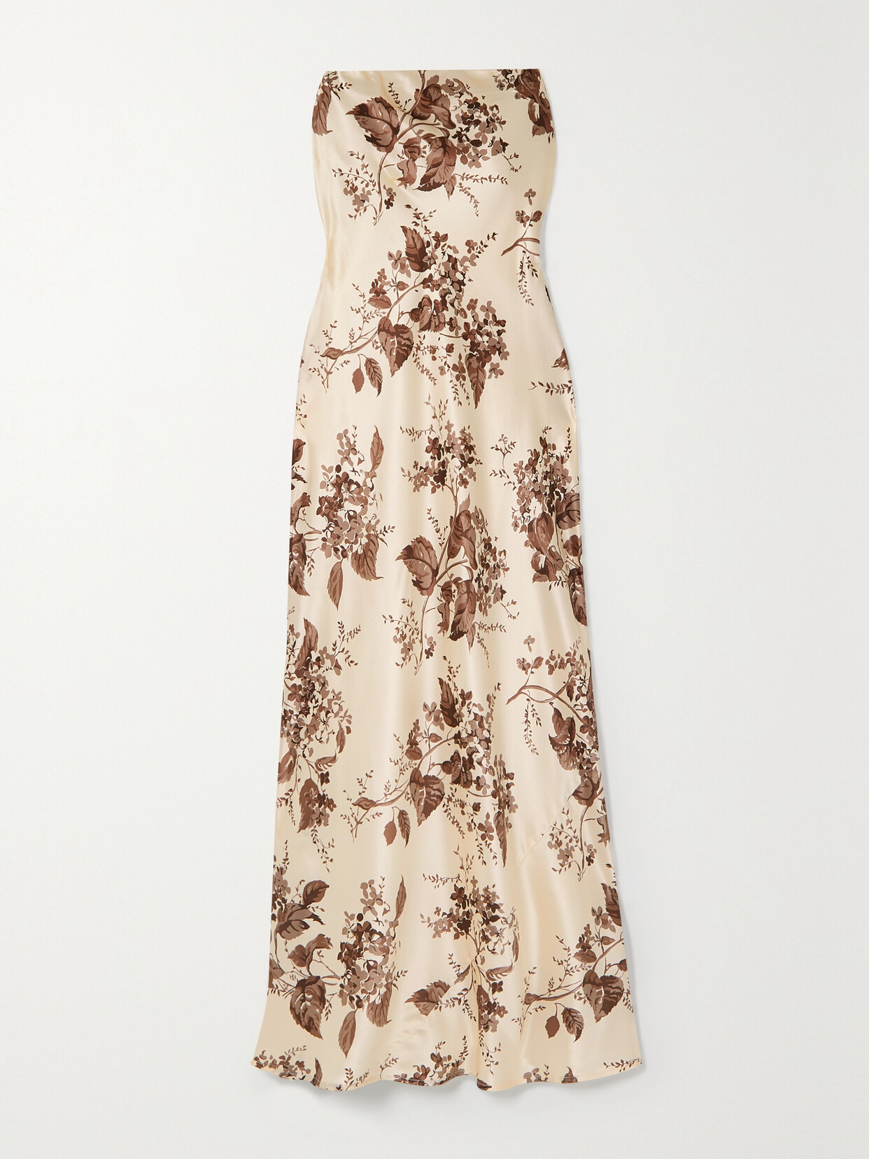 Reformation - Joana Strapless Floral-print Silk-charmeuse Midi Dress - Neutrals