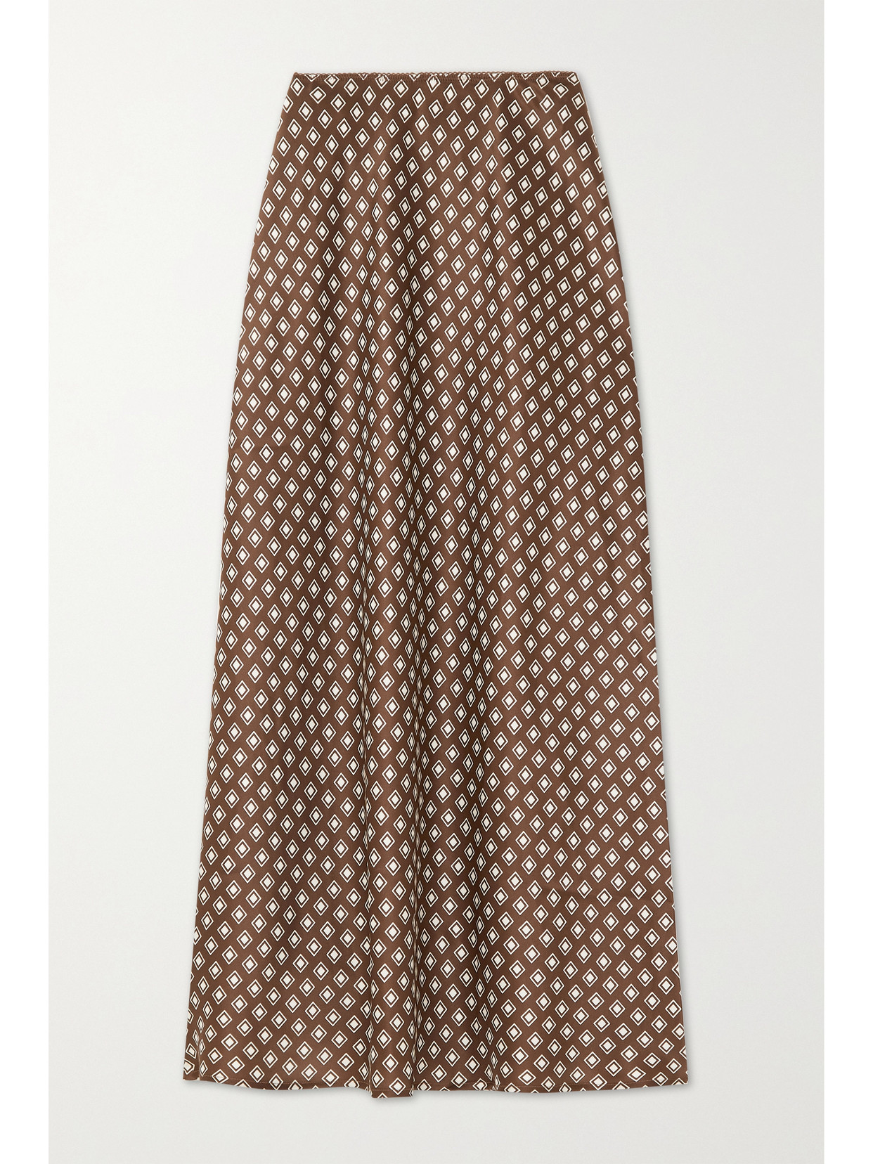 Reformation - Layla Printed Silk-charmeuse Midi Skirt - Brown