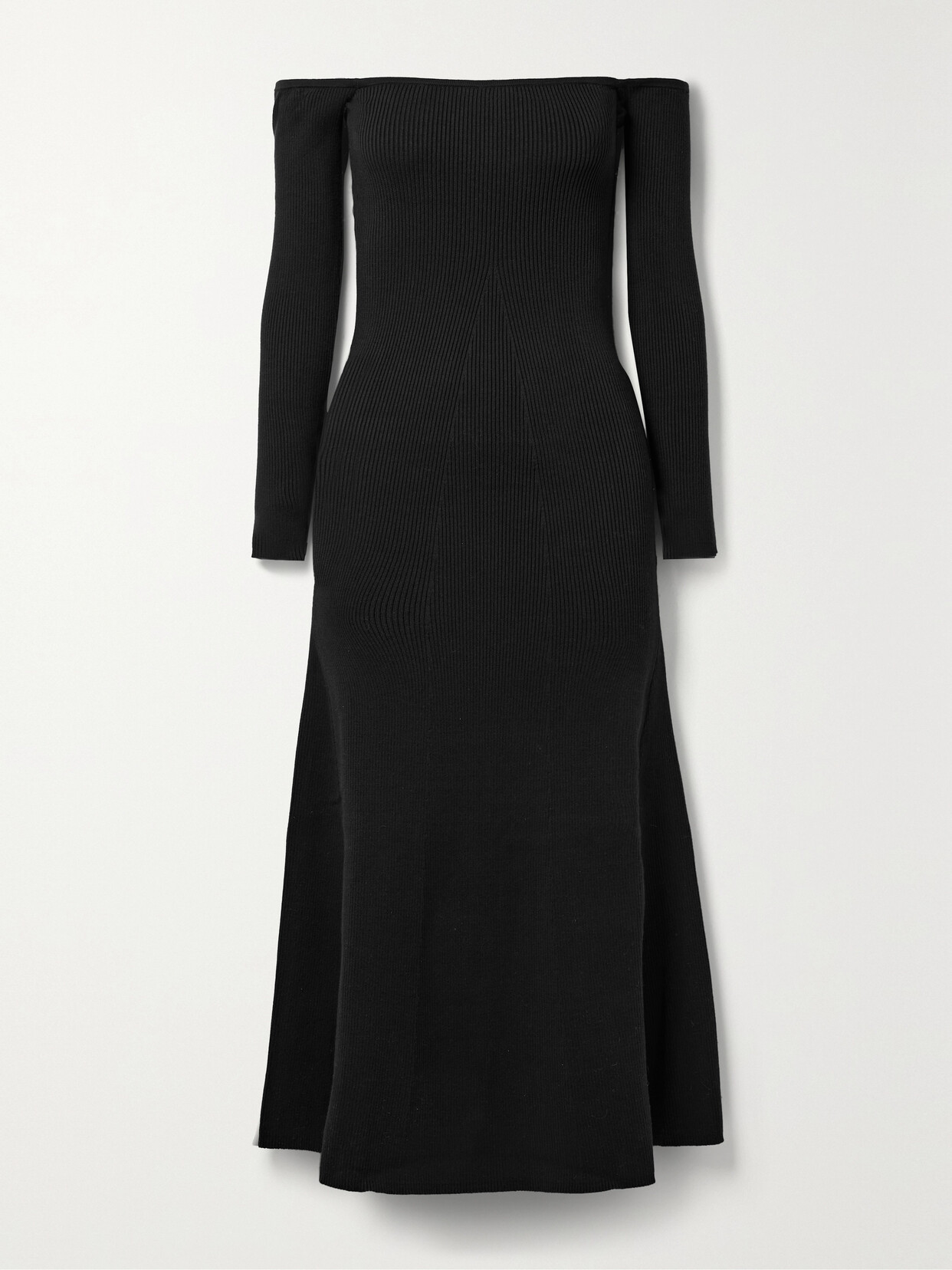 Reformation - Symone Off-the-shoulder Ribbed Cotton-blend Midi Dress - Black