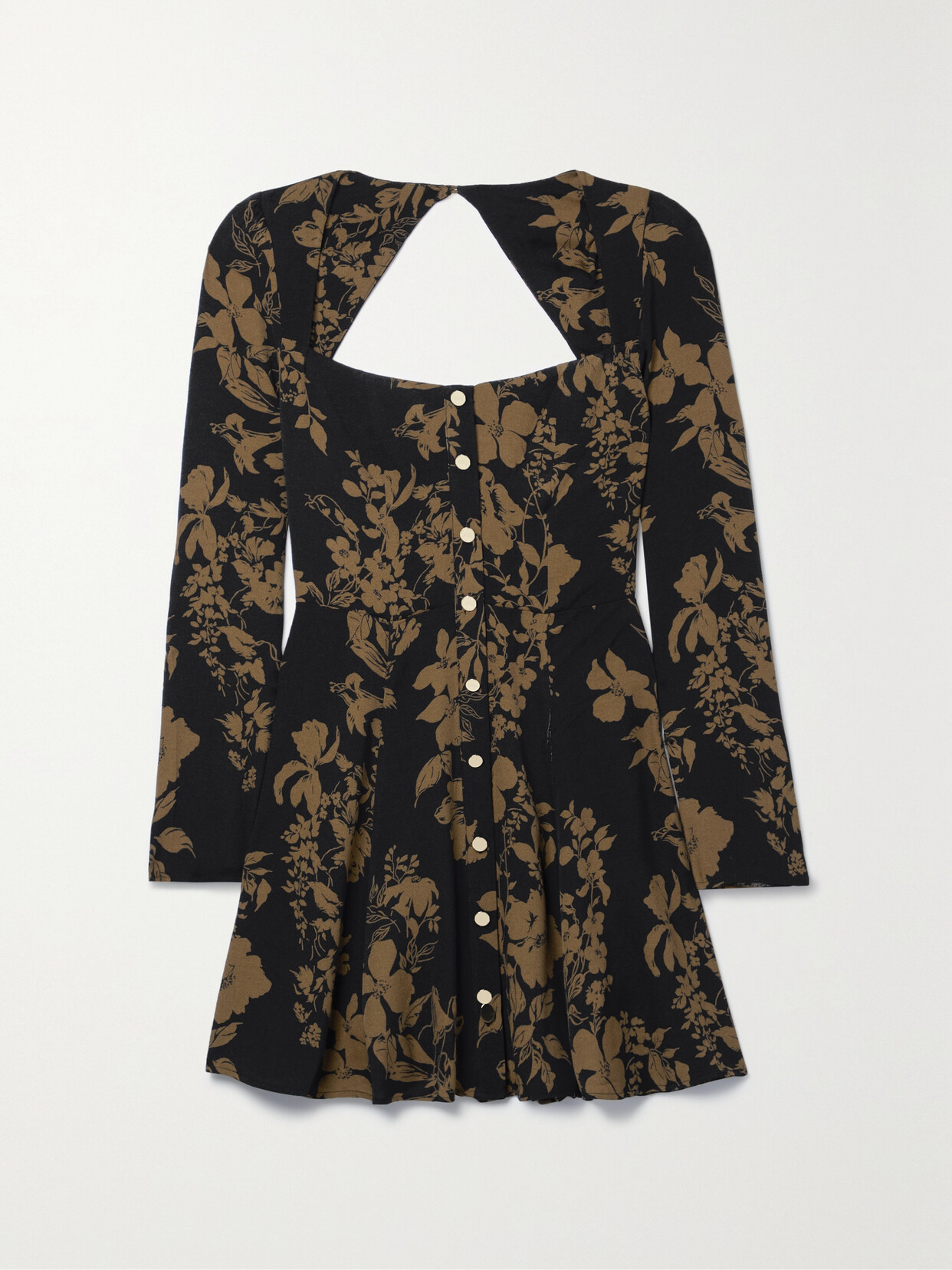 Reformation - Indira Cutout Floral-print Crepe Mini Dress - Black