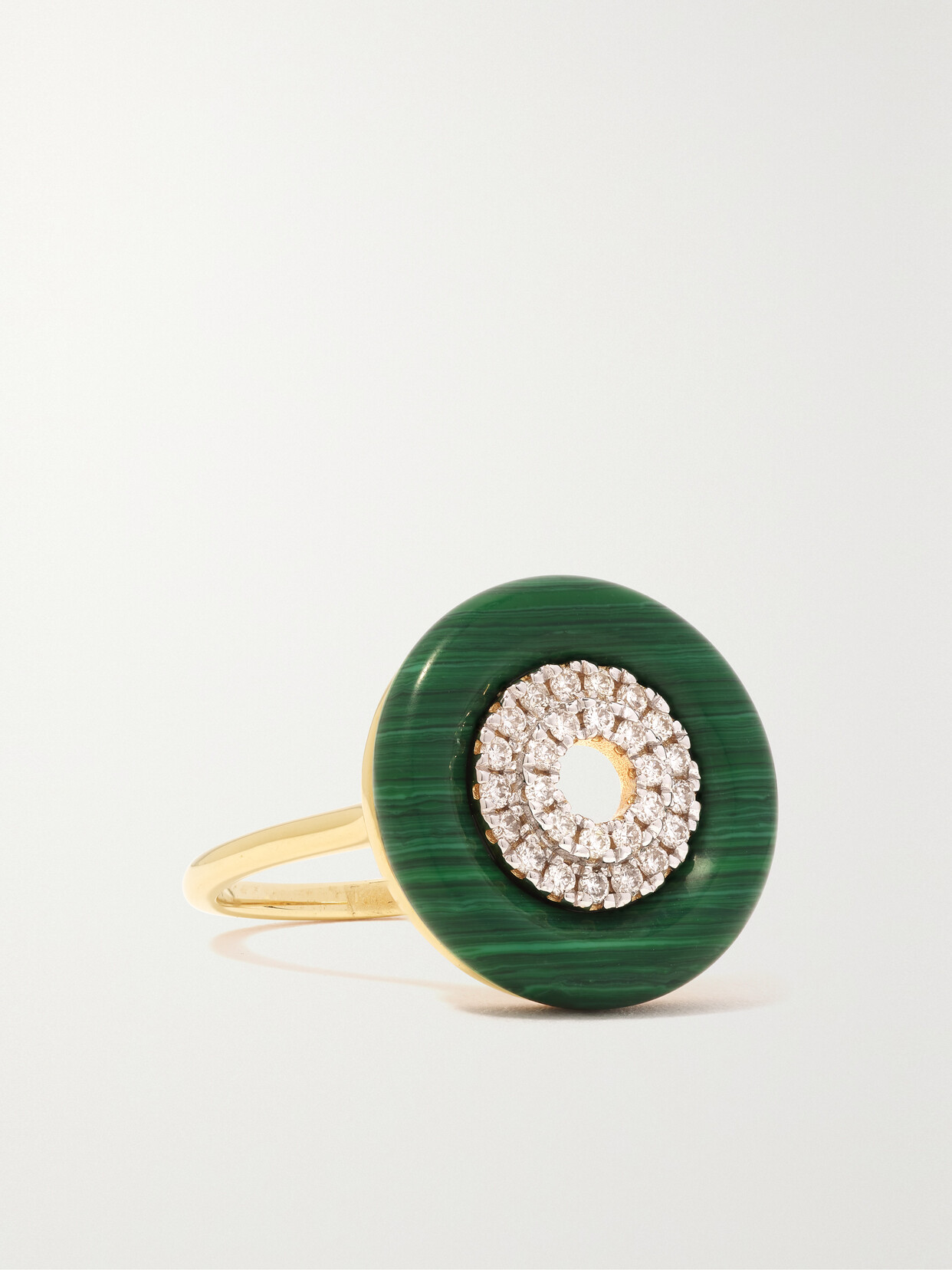 Mateo - Donut 14-karat Gold, Malachite And Diamond Ring - 5