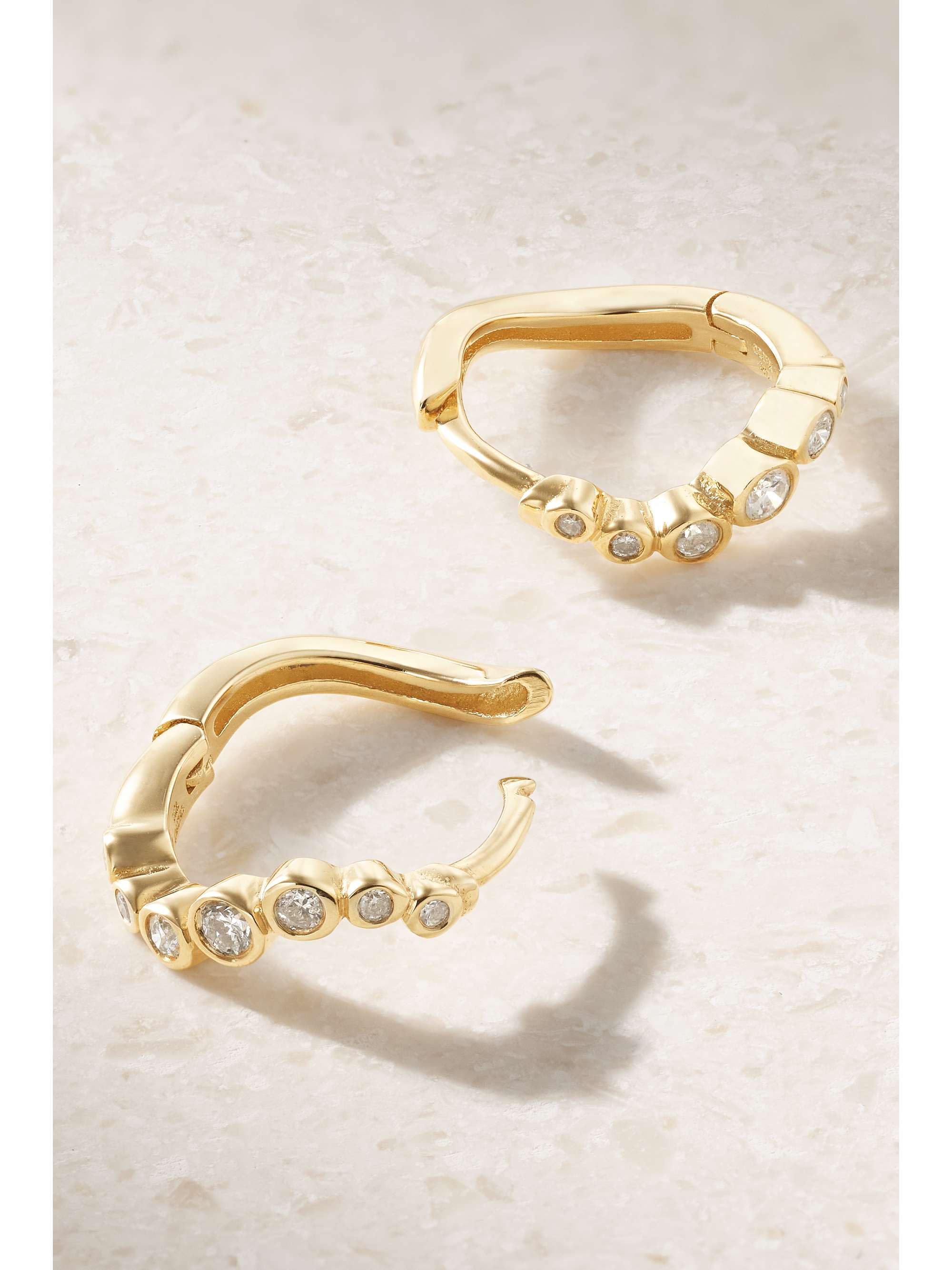 MATEO Wave 14-karat gold diamond hoop earrings