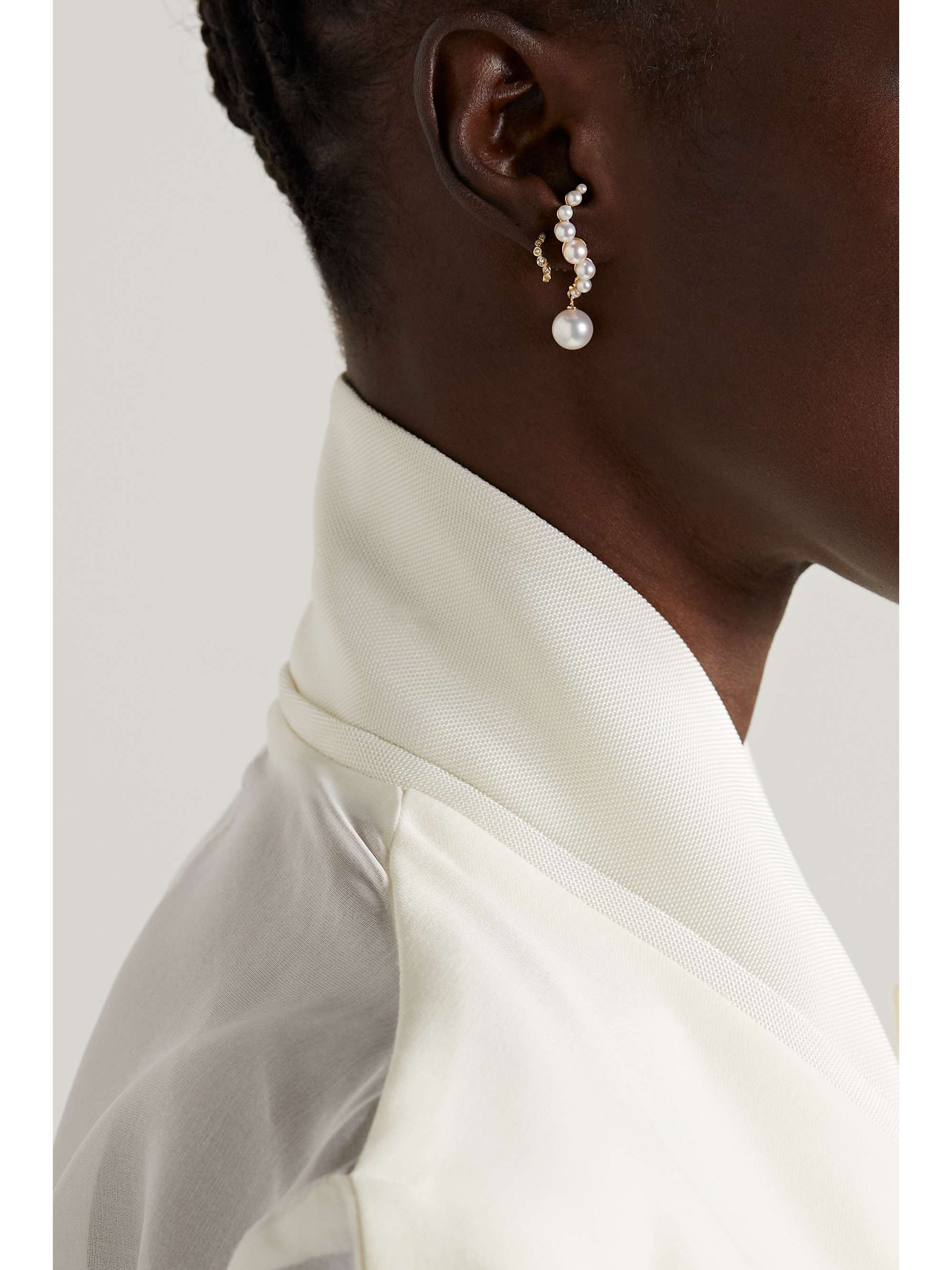 MATEO Wave 14-karat gold diamond hoop earrings