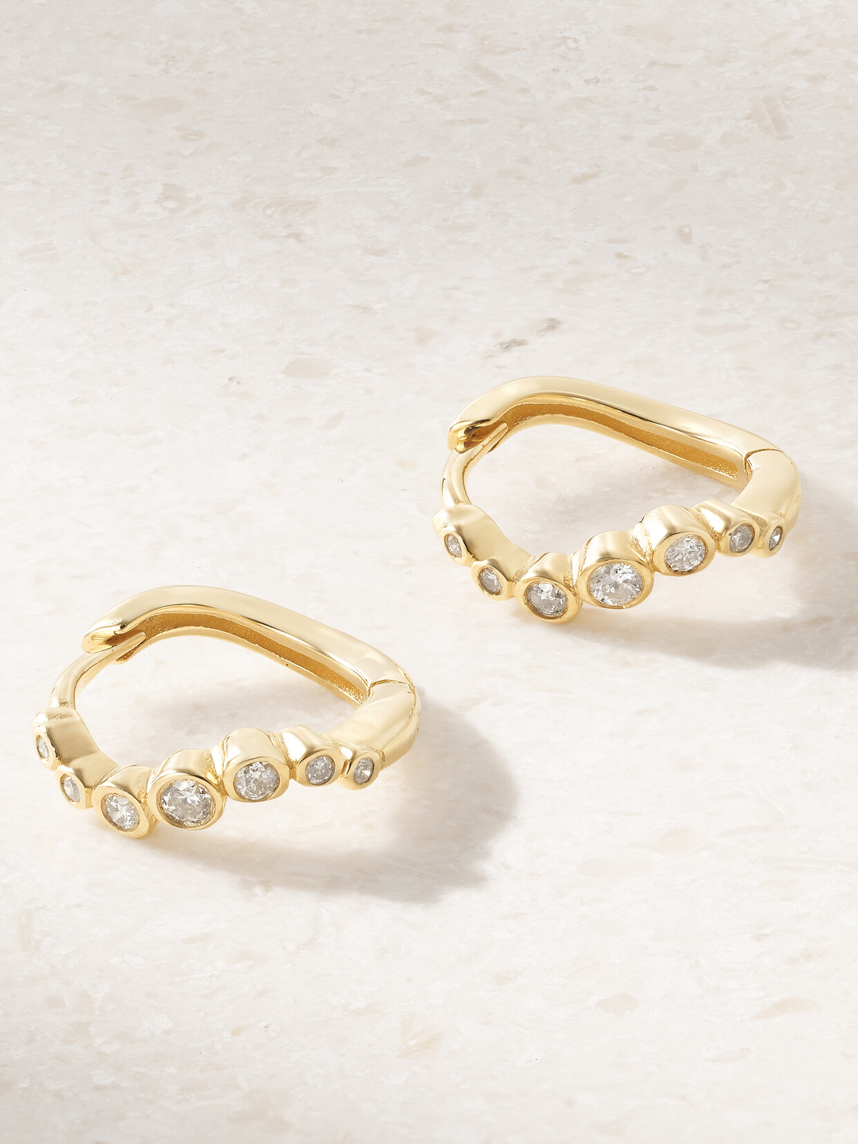 Mateo Wave 14-karat Gold Diamond Hoop Earrings