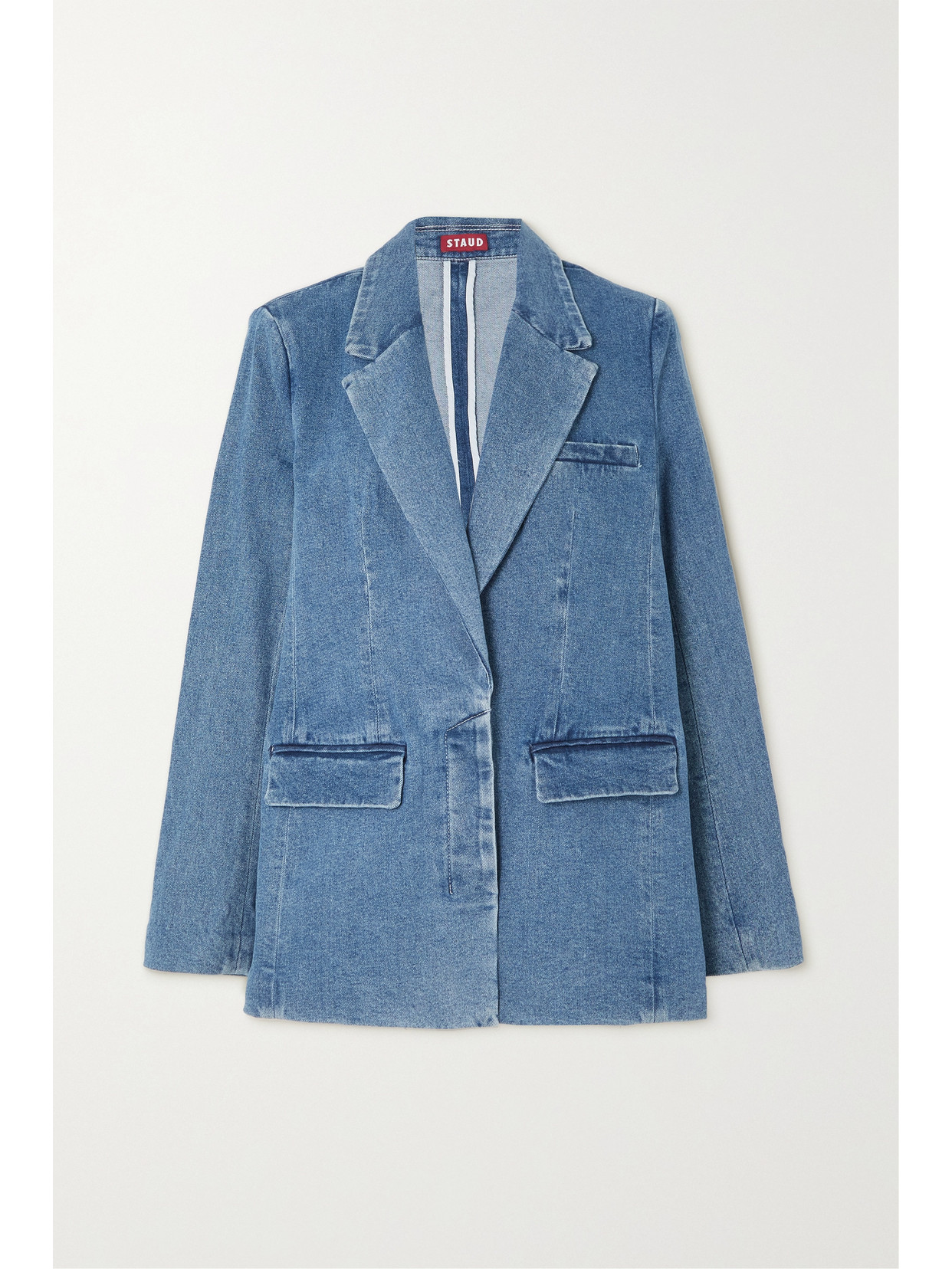 Staud Cotton Maxwell Blazer In Blue