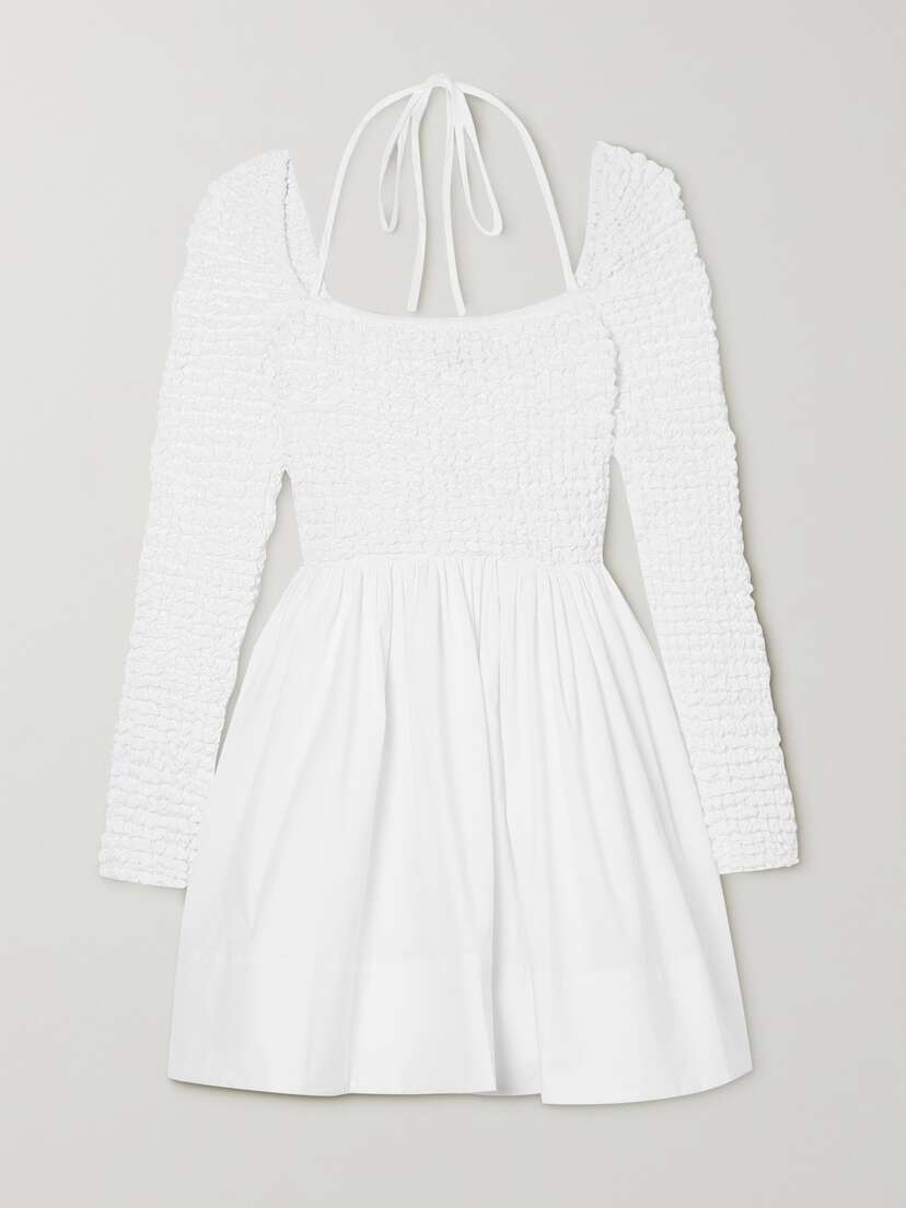 Staud Cassidy Shirred Cotton-poplin Mini Dress