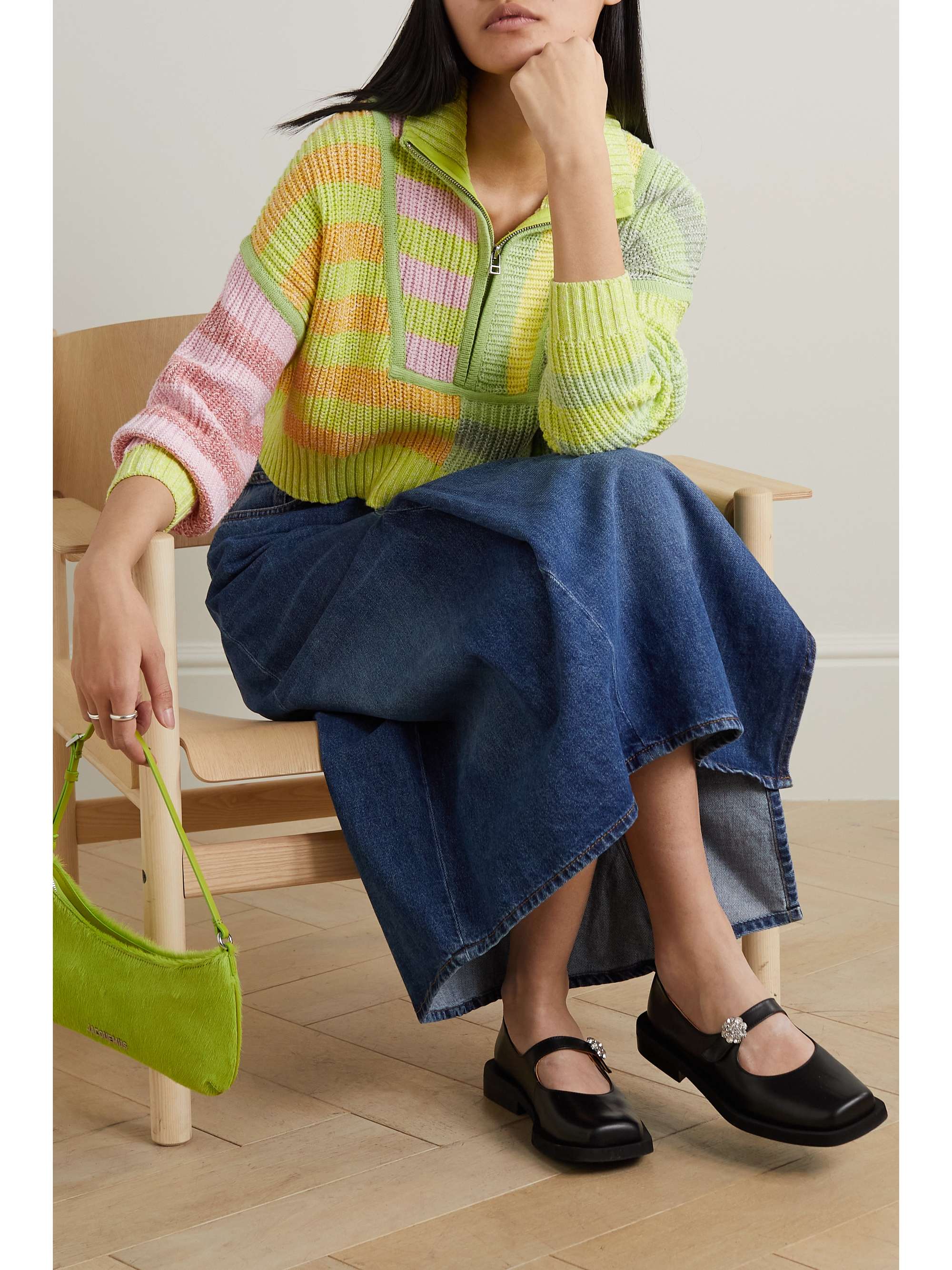 STAUD Hampton cropped striped ribbed cotton-blend sweater | NET-A-PORTER