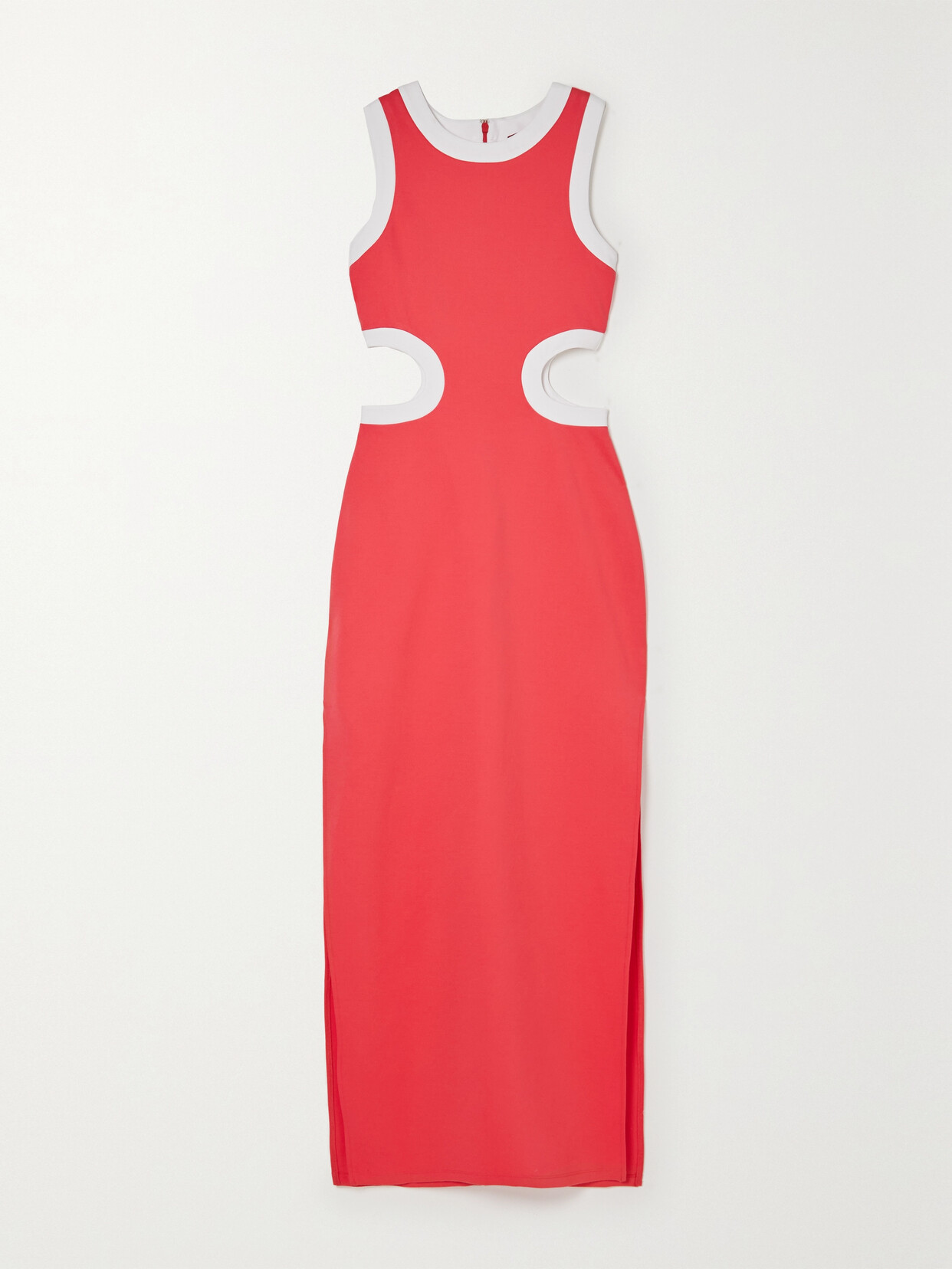 STAUD - Dolce Cutout Two-tone Ponte Maxi Dress - Orange