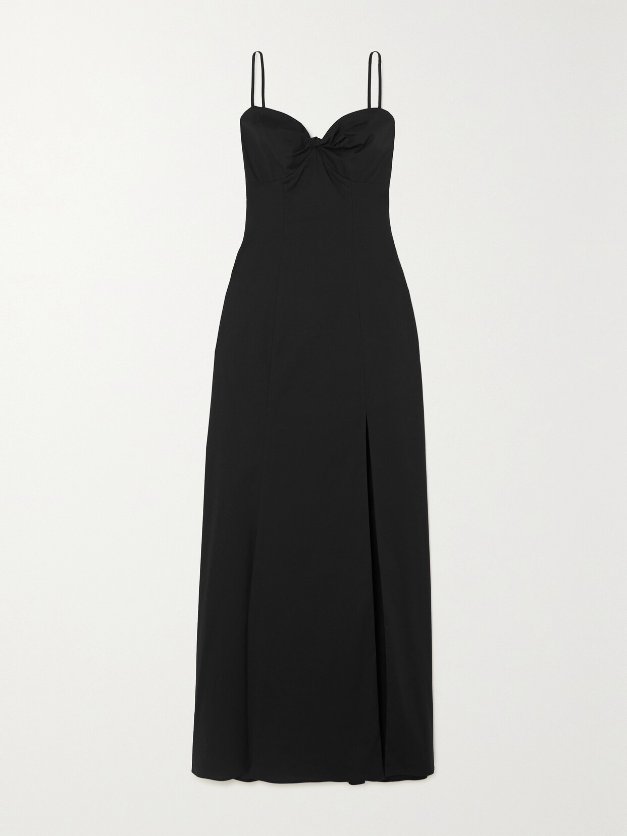 STAUD - Nataly Twisted Stretch-cotton Poplin Midi Dress - Black