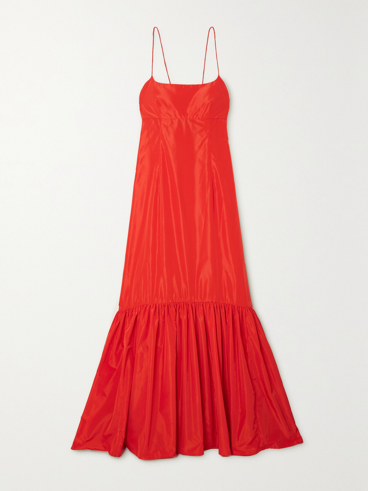 STAUD - Florence Tiered Taffeta Gown - Orange