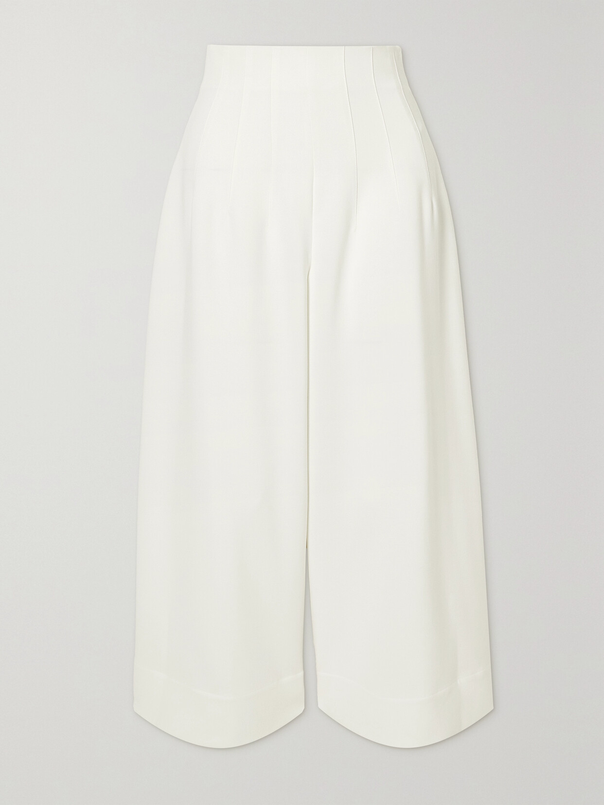 STAUD - Caleb Cropped Stretch-crepe Wide-leg Pants - Ivory