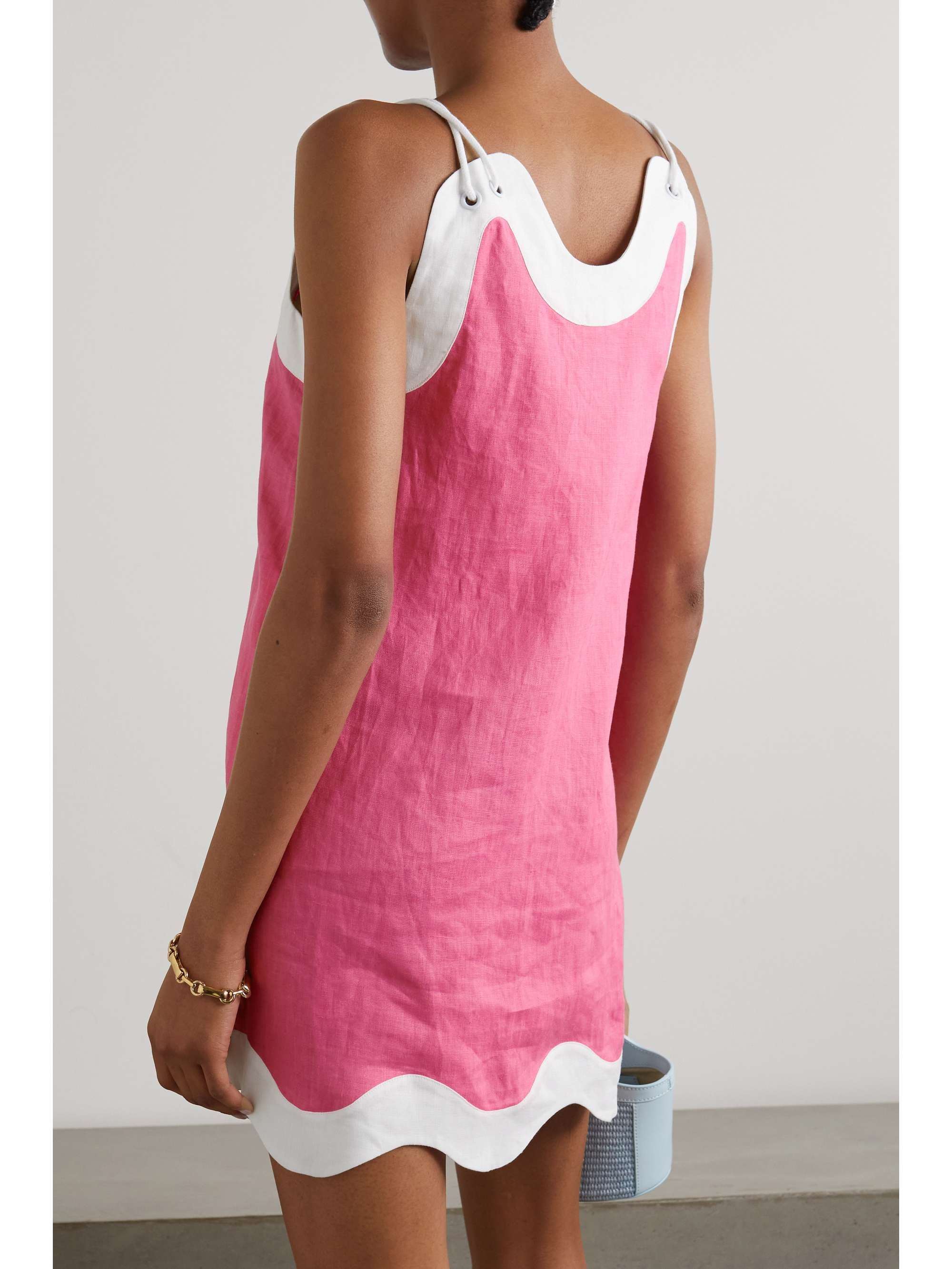 STAUD Renata scalloped linen mini dress NETAPORTER