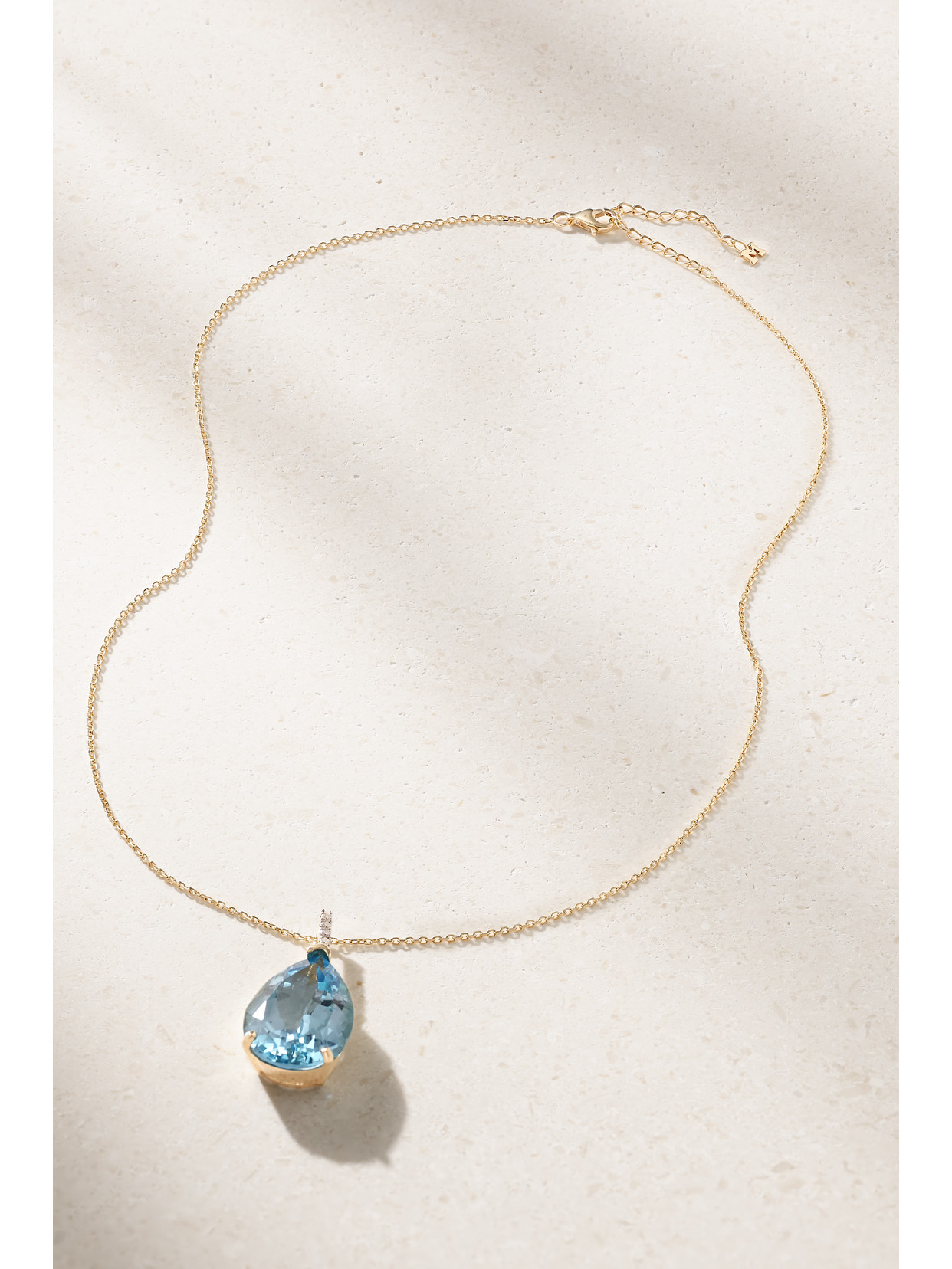 Shop Mateo 14-karat Gold, Topaz And Diamond Necklace In Blue