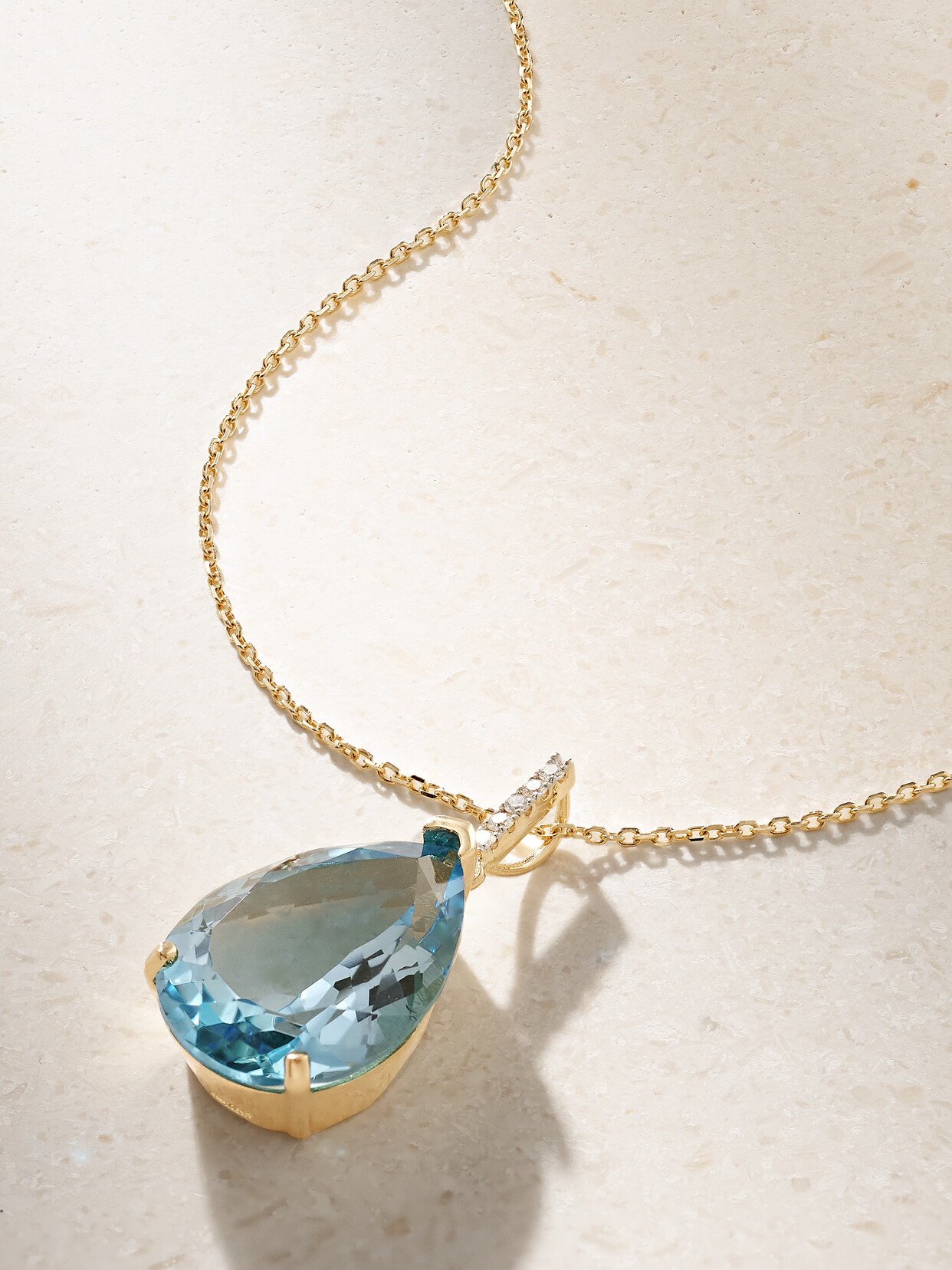 Mateo 14-karat Gold, Topaz And Diamond Necklace In Blue