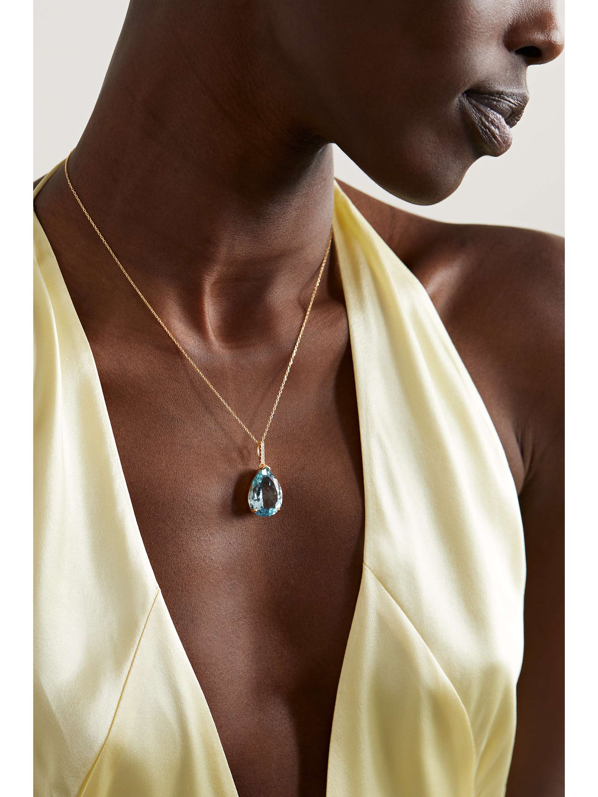 MATEO 14-karat gold, topaz and diamond necklace