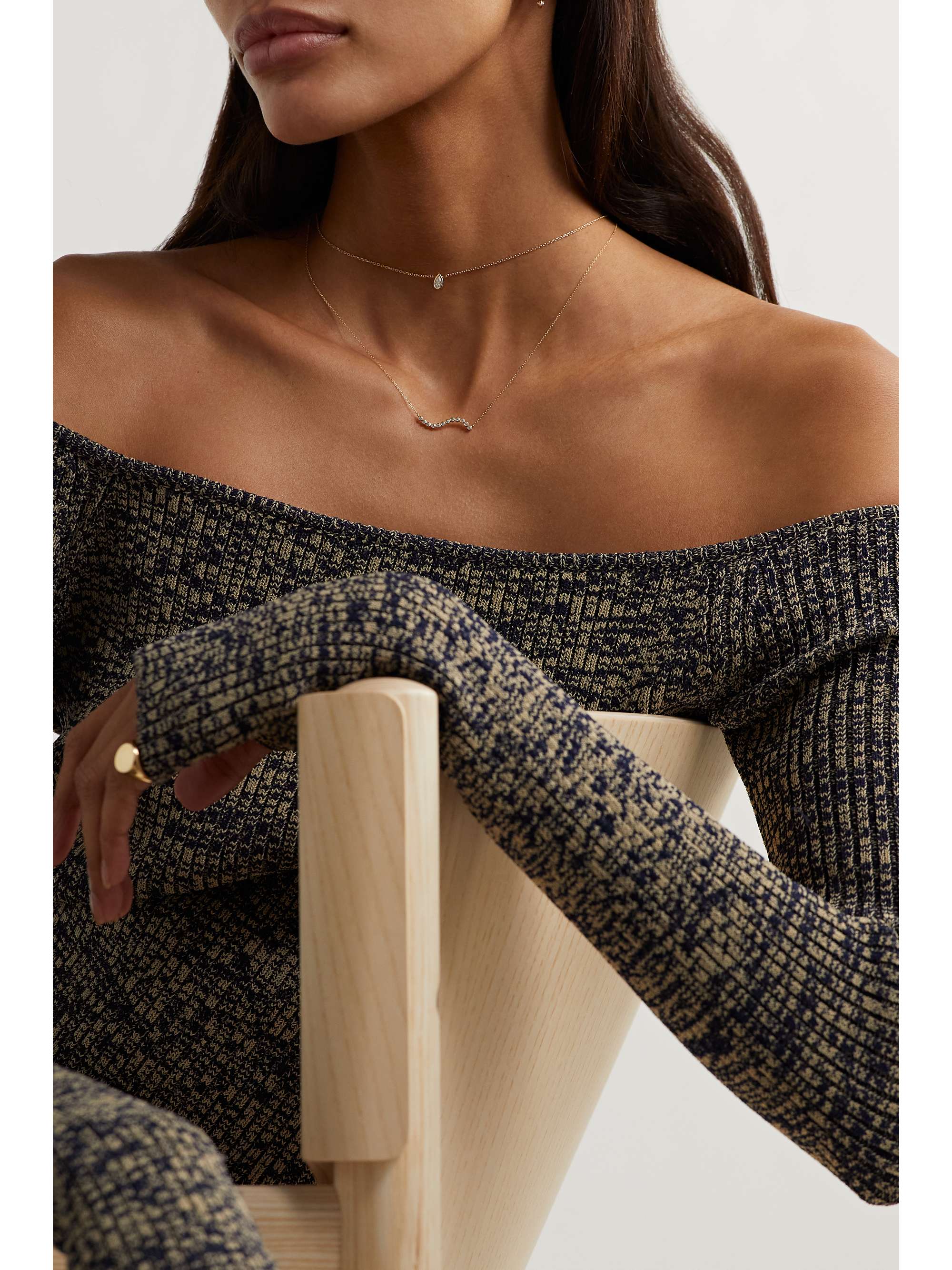 MATEO Wave 14-karat gold diamond necklace