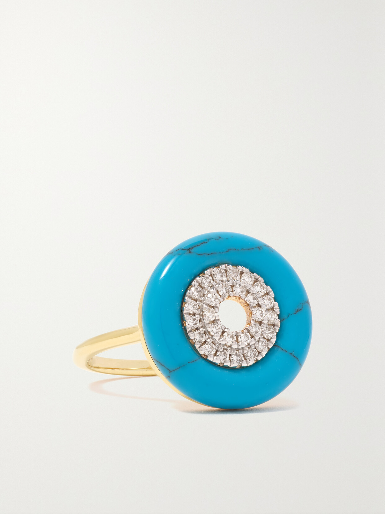 Mateo Donut 14-karat Gold, Turquoise And Diamond Ring - 7