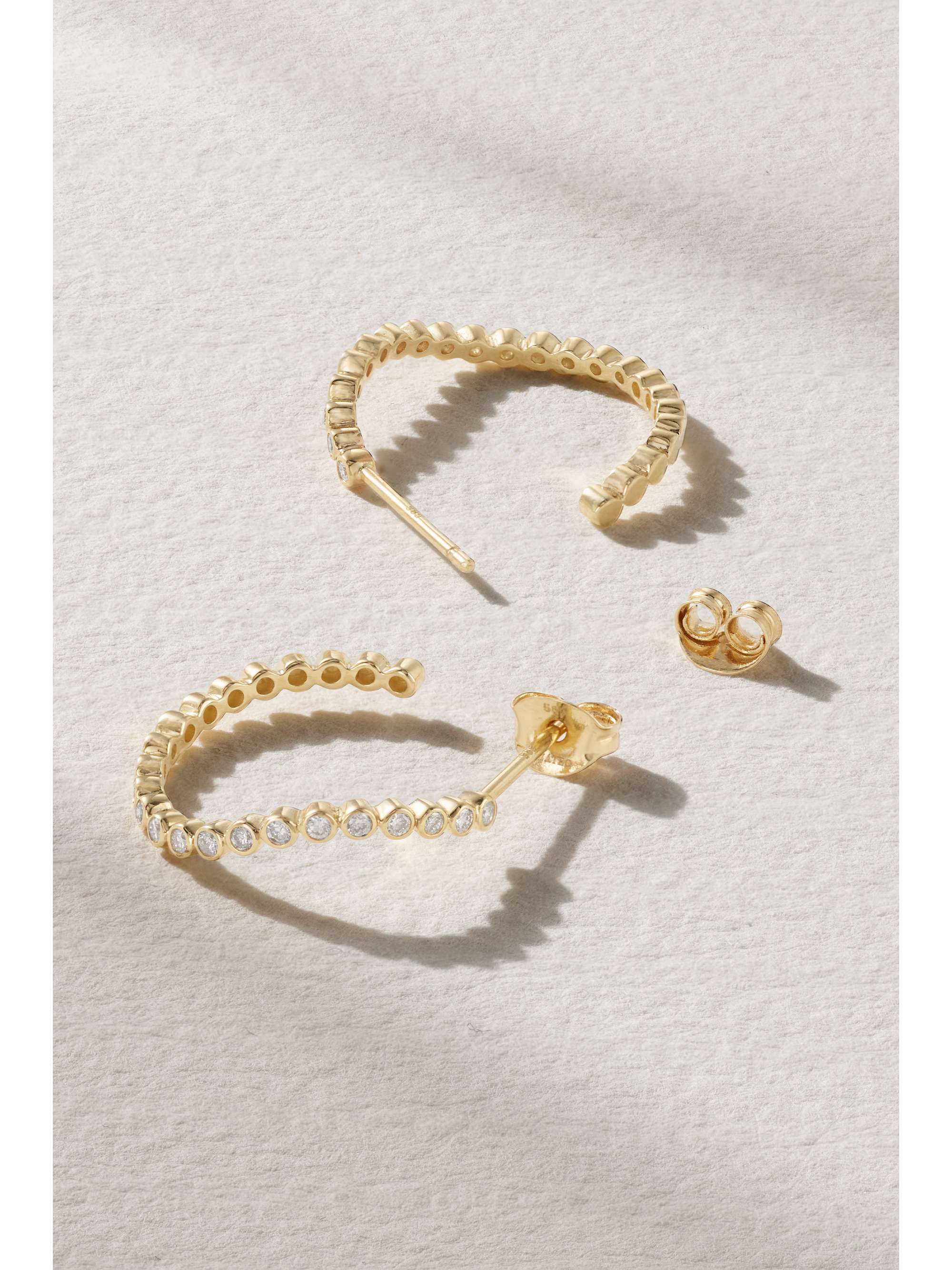 MATEO Wave 14-karat gold diamond hoop earrings