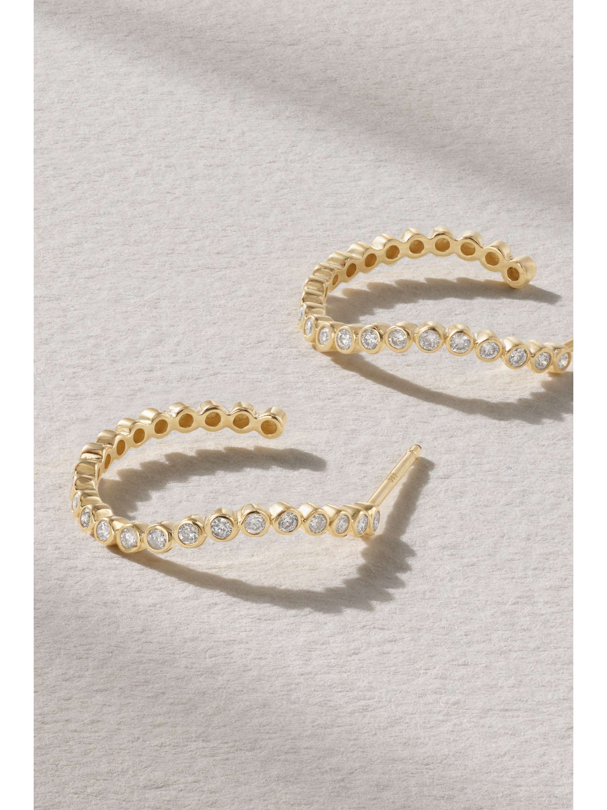 MATEO Wave 14-karat gold diamond hoop earrings