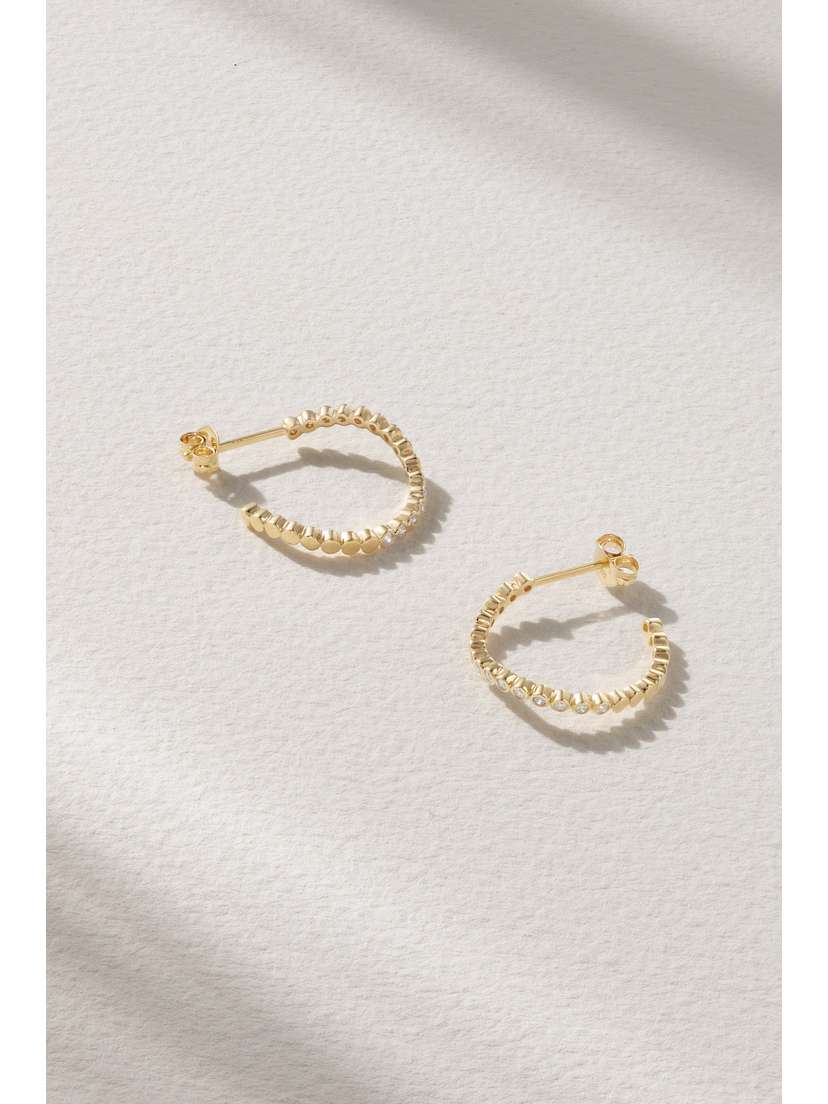 Mateo Wave 14-karat Gold Diamond Hoop Earrings