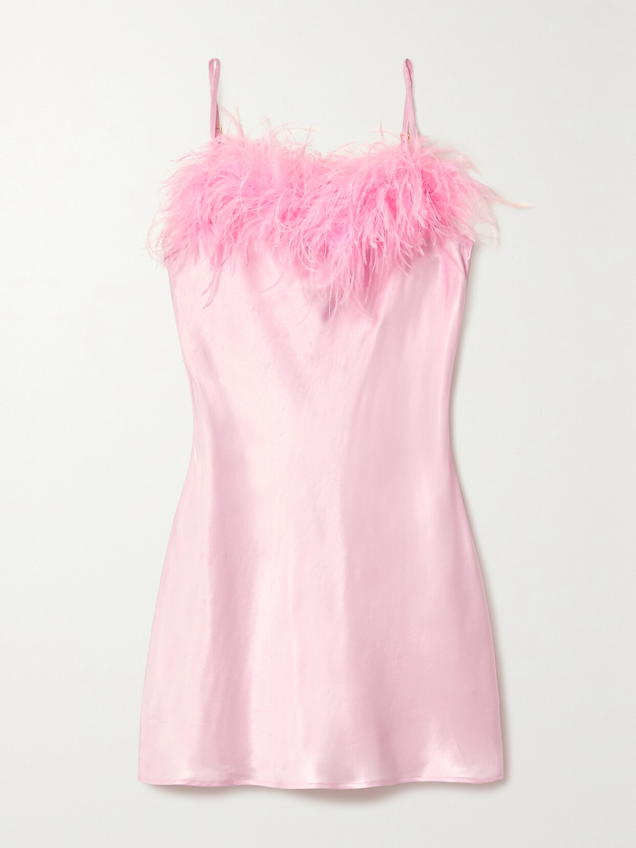 Sleeper - + Net Sustain Boheme Feather-trimmed Lenzing Ecovero Satin Chemise - Pink