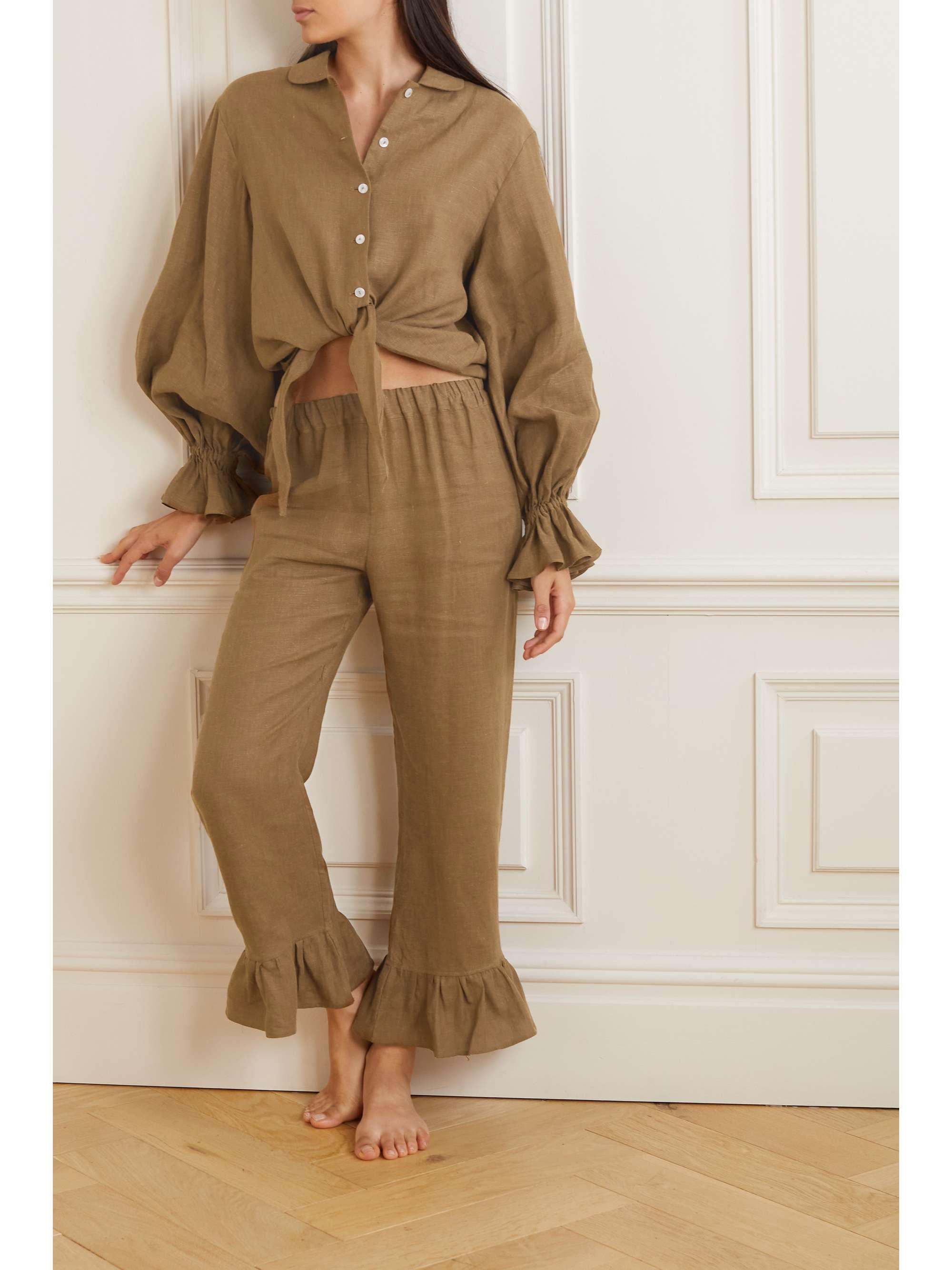 SLEEPER NET SUSTAIN Rumba organic linen pajama set NET A PORTER