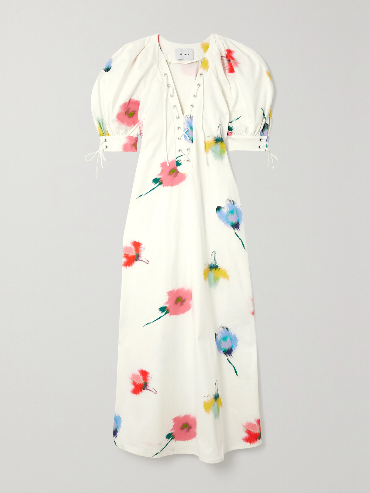 Sleeper - + Net Sustain Garden Floral-print Cotton-blend Midi Dress - White