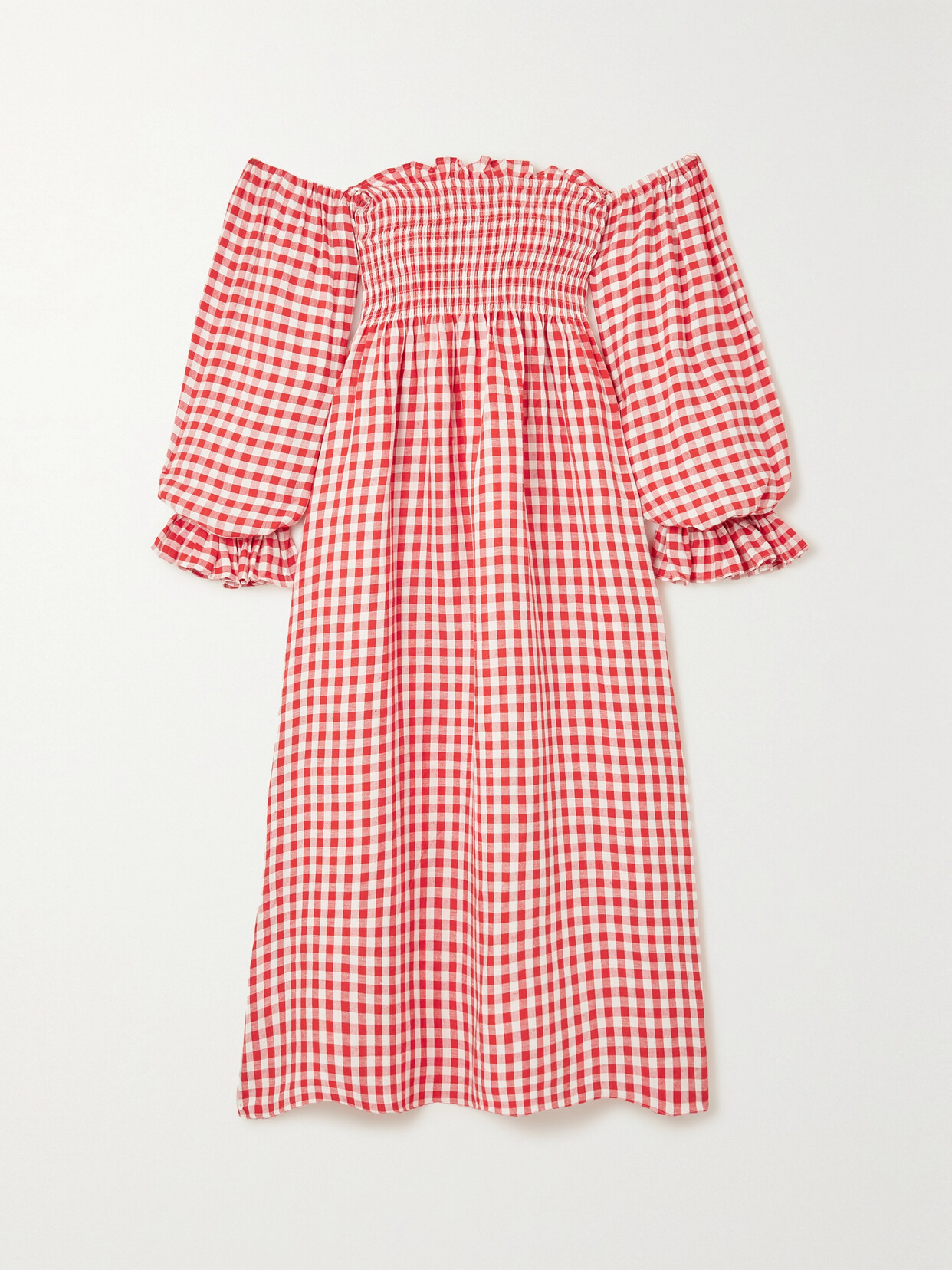 Sleeper Red Atlanta Vichy-print Midi Dress