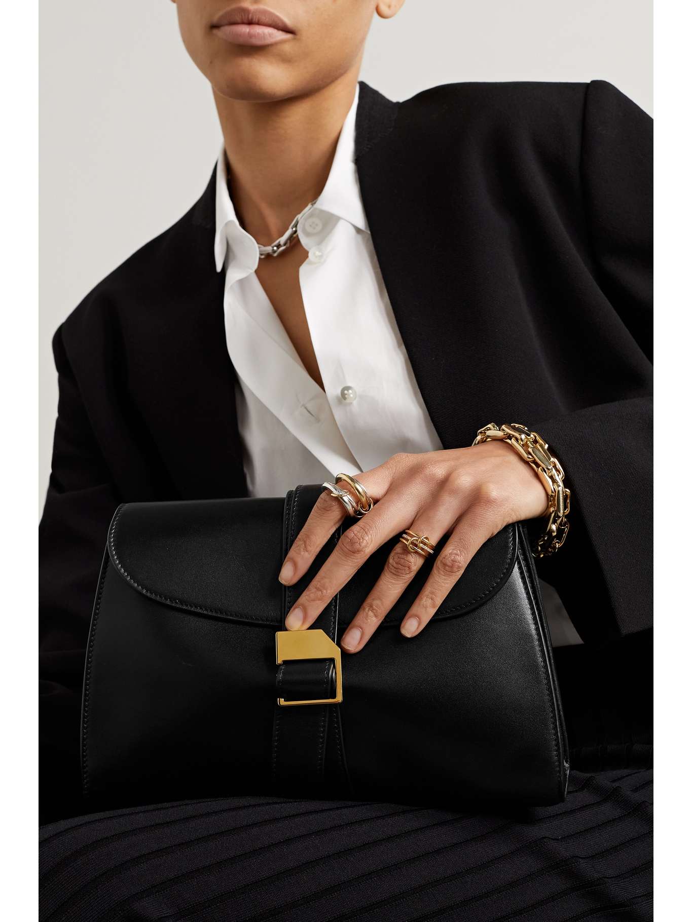 THE ROW Isla leather clutch NETAPORTER