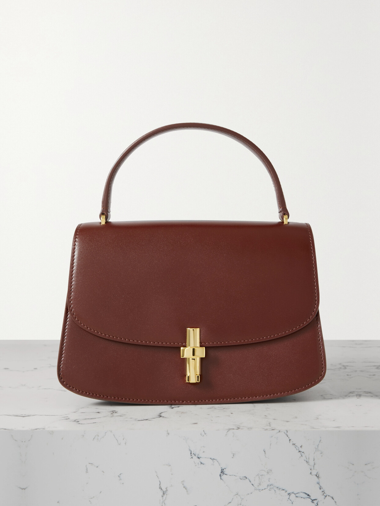 The Row Sofia 10 Leather Tote In Brown