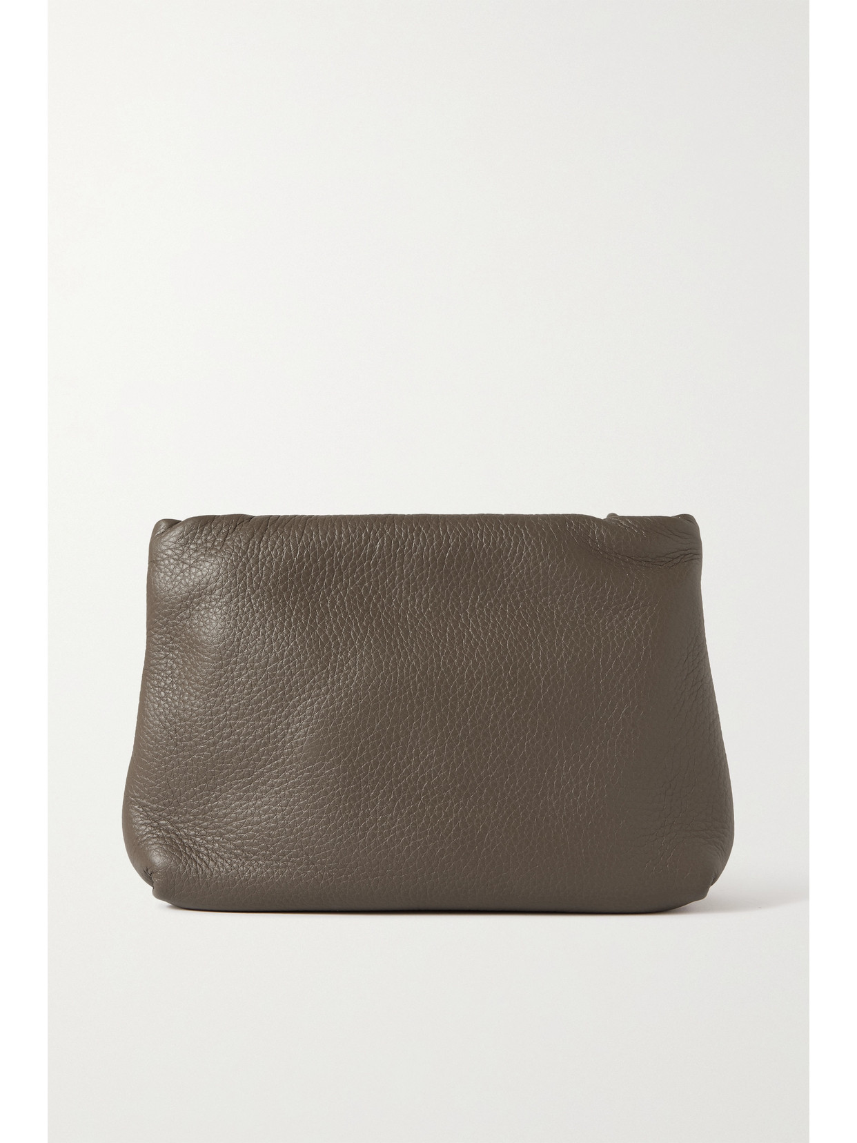 The Row Bourse Textured-leather Clutch In Gray