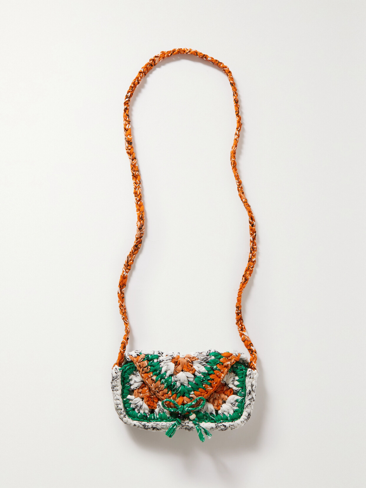 Alanui Bandana Crochet Shoulder Bag In Hiolder Green