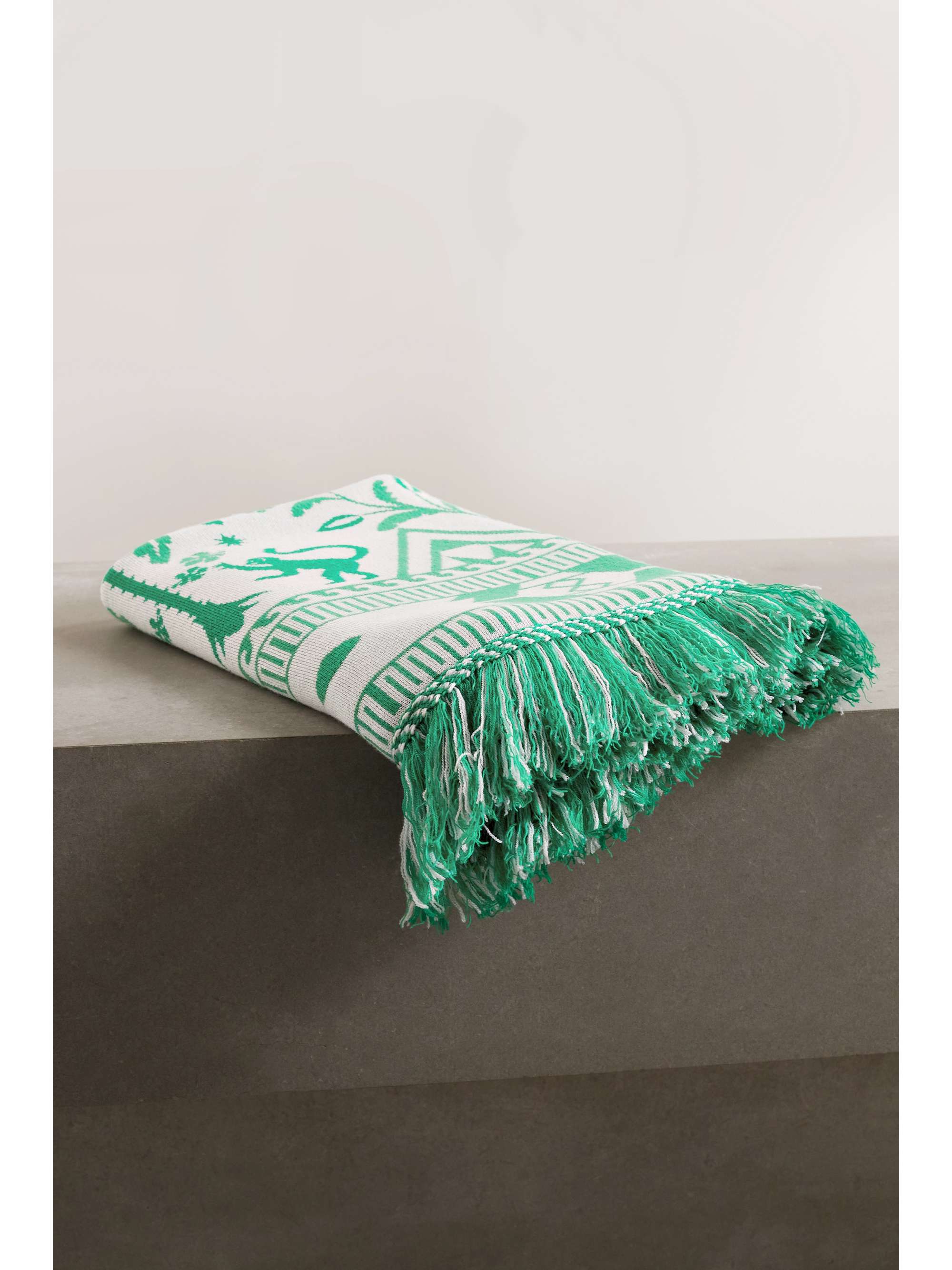 ALANUI Explosion Nature fringed cotton-blend jacquard blanket